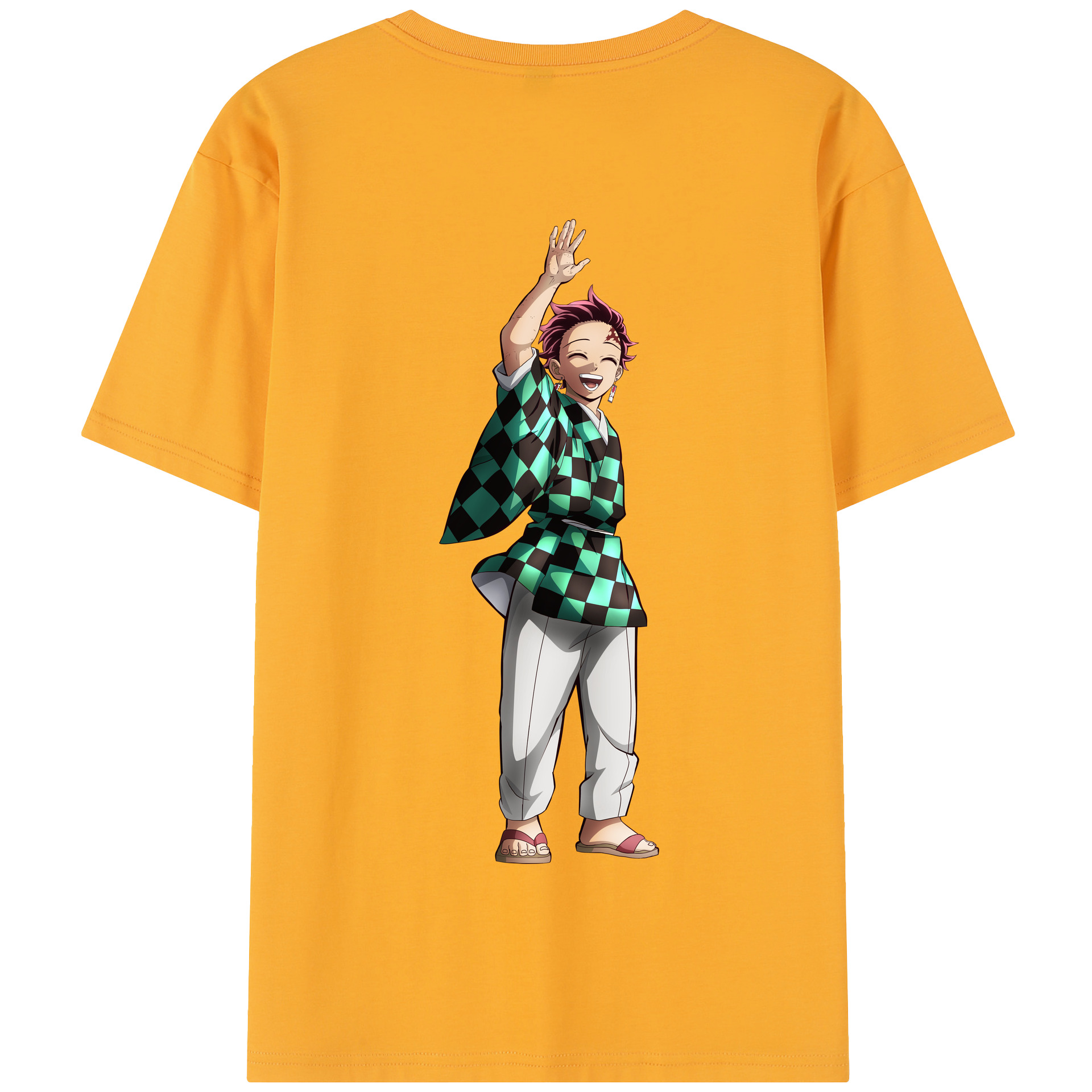 （画像用） 鬼滅の刃 竈門 炭治郎／かまど たんじろう Kamado Tanjirou 綿100％半袖Tシャツ（背面プリント）