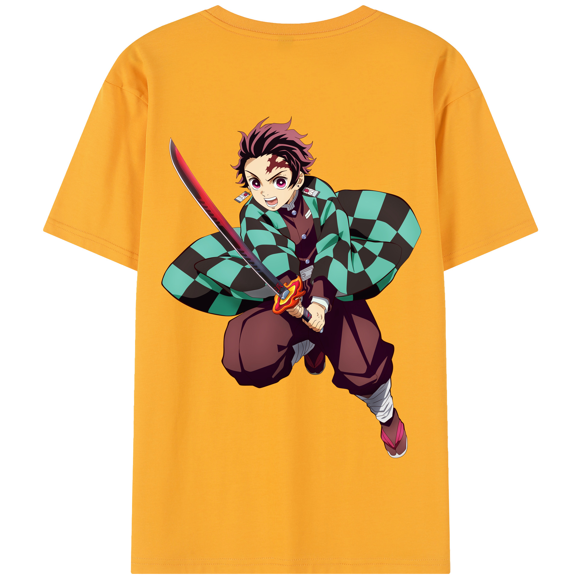 （画像用） 鬼滅の刃 竈門 炭治郎／かまど たんじろう Kamado Tanjirou 綿100％半袖Tシャツ（背面プリント）