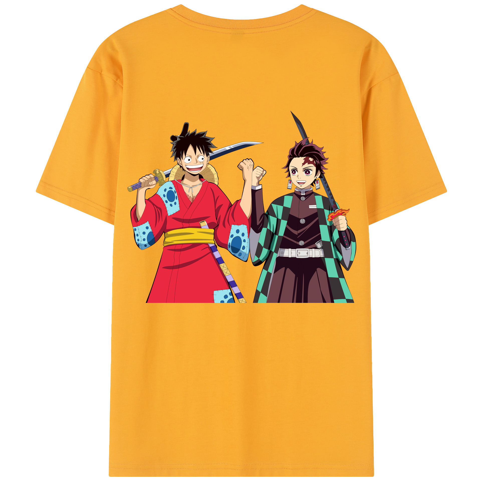 （画像用） 鬼滅の刃 竈門 炭治郎／かまど たんじろう Kamado Tanjirou 綿100％半袖Tシャツ（背面プリント）