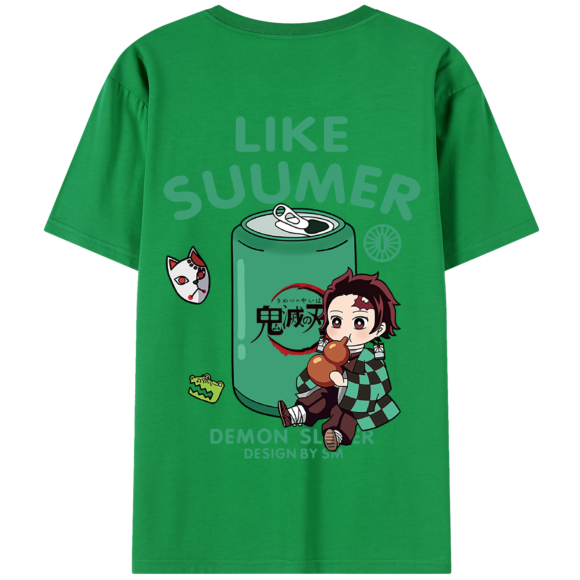 （画像用） 鬼滅の刃 竈門 炭治郎／かまど たんじろう Kamado Tanjirou 綿100％半袖Tシャツ（背面プリント）