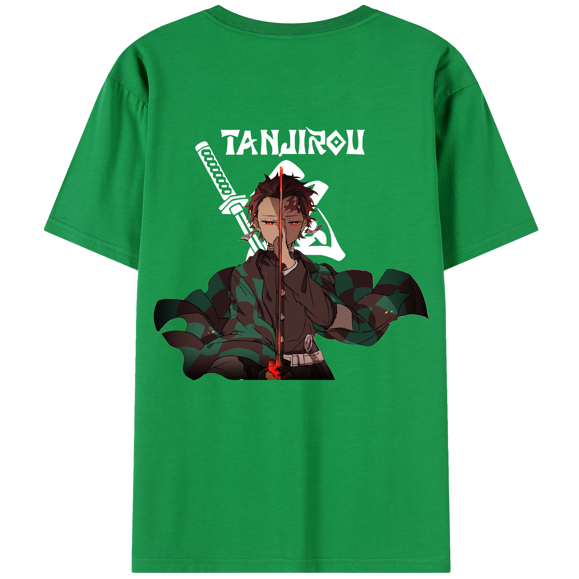 （画像用） 鬼滅の刃 竈門 炭治郎／かまど たんじろう Kamado Tanjirou 綿100％半袖Tシャツ（背面プリント）