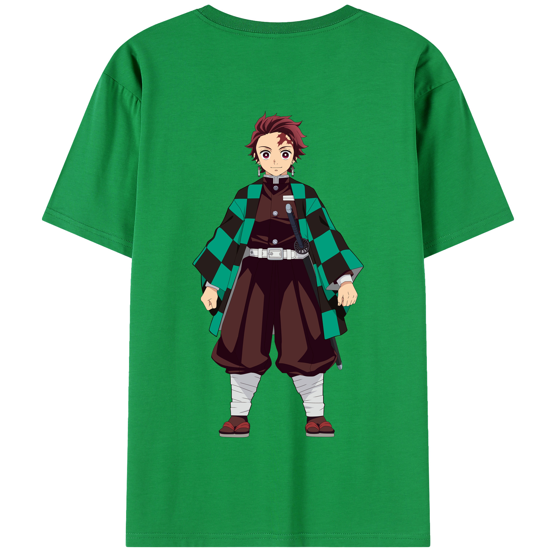 （画像用） 鬼滅の刃 竈門 炭治郎／かまど たんじろう Kamado Tanjirou 綿100％半袖Tシャツ（背面プリント）