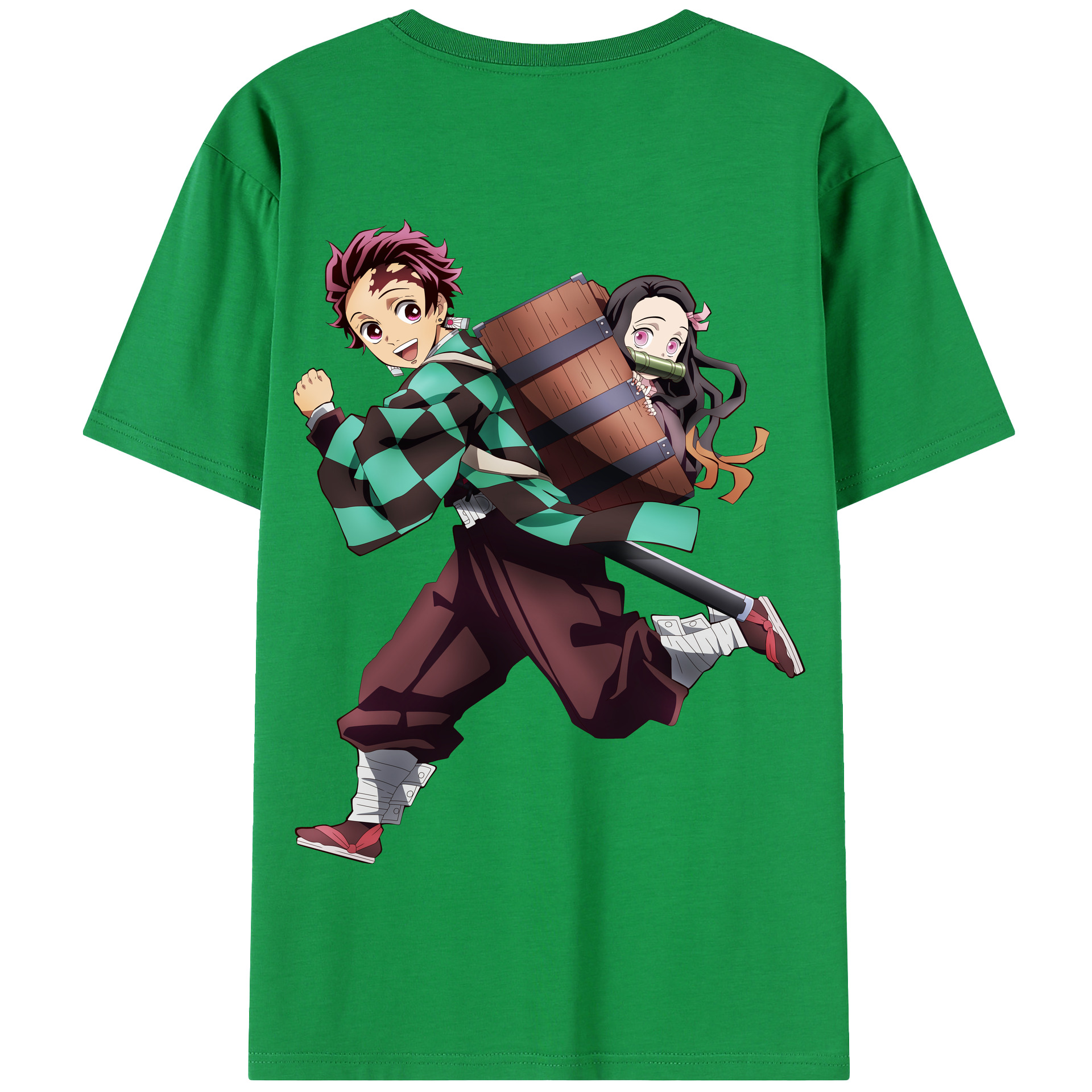 （画像用） 鬼滅の刃 竈門 炭治郎／かまど たんじろう Kamado Tanjirou 綿100％半袖Tシャツ（背面プリント）