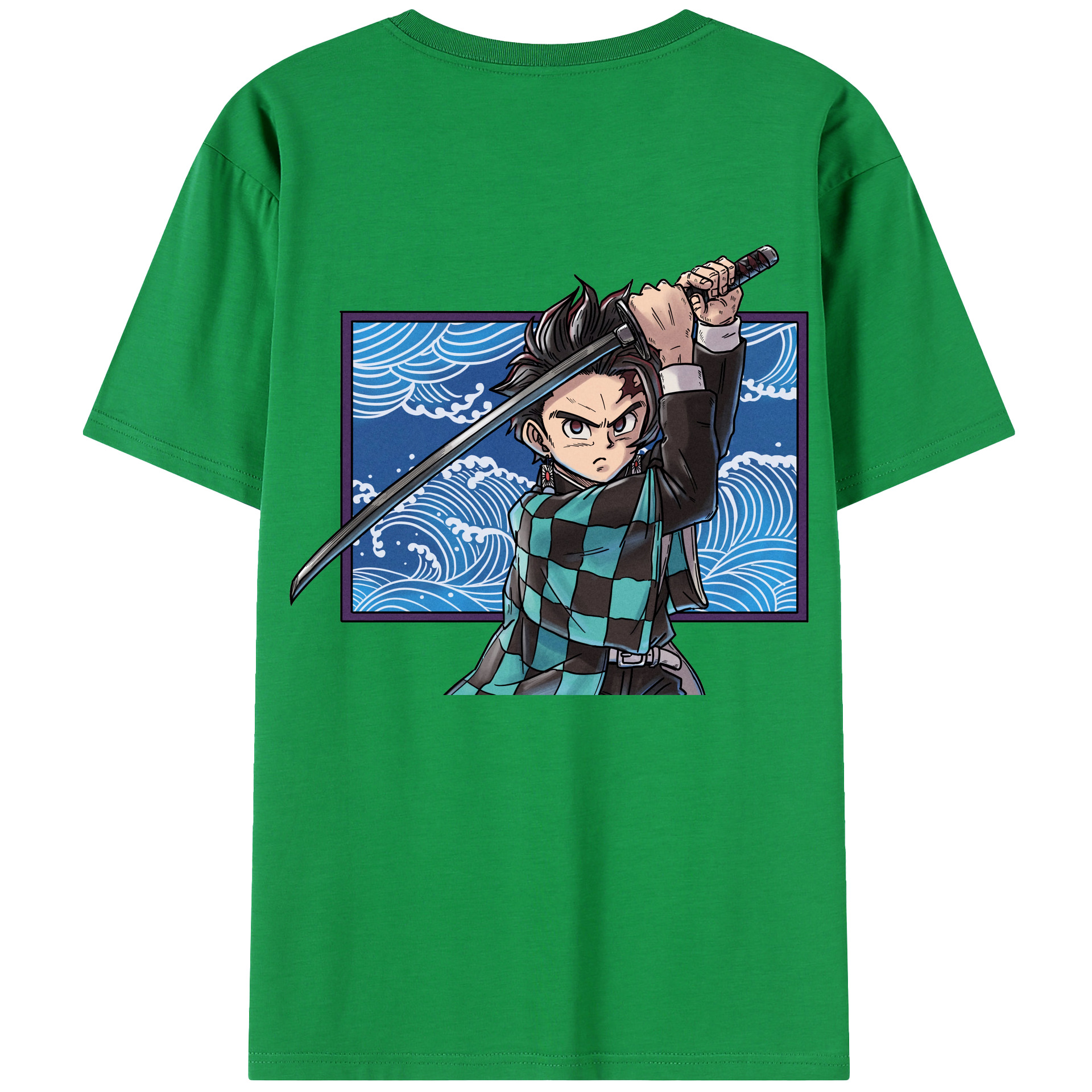 （画像用） 鬼滅の刃 竈門 炭治郎／かまど たんじろう Kamado Tanjirou 綿100％半袖Tシャツ（背面プリント）