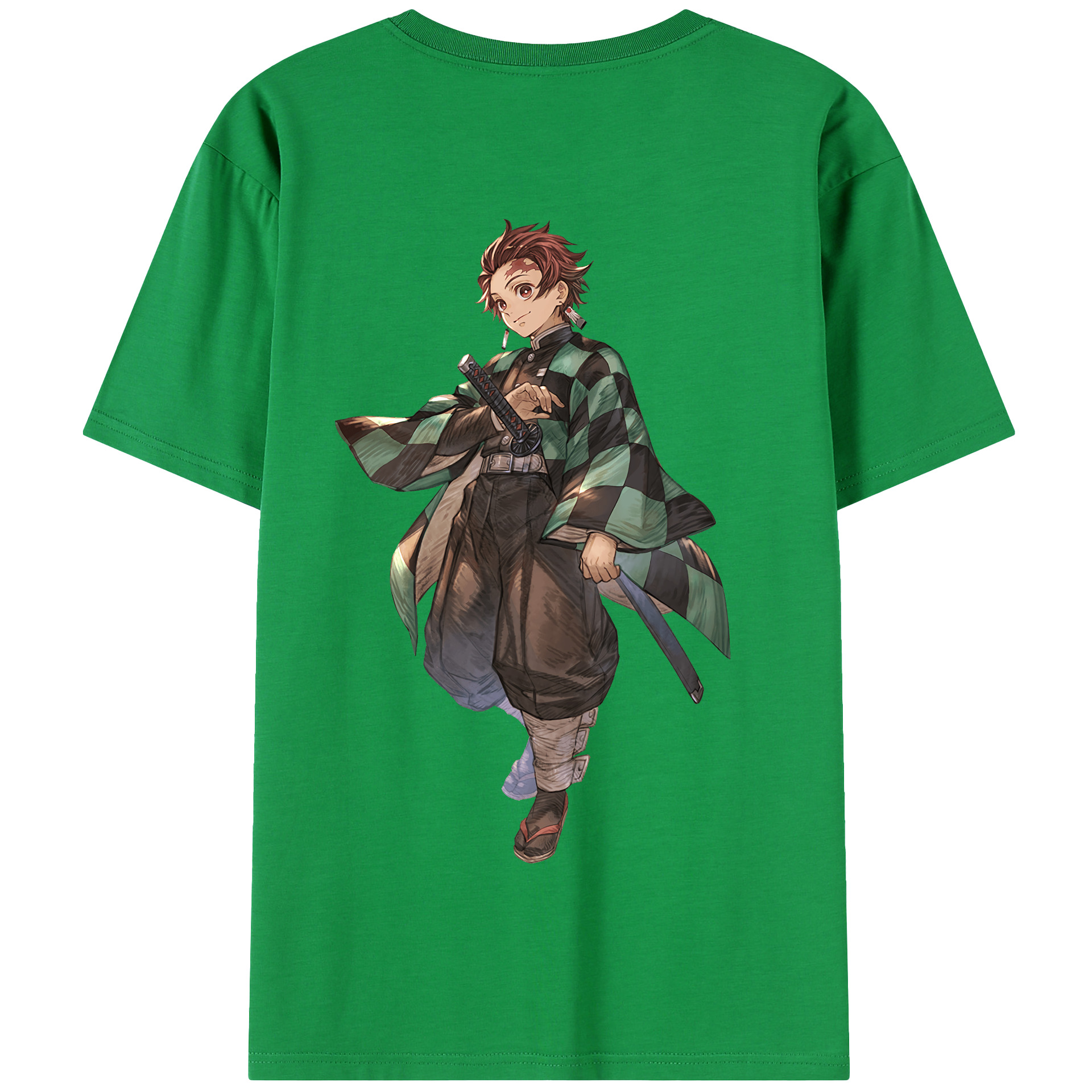 （画像用） 鬼滅の刃 竈門 炭治郎／かまど たんじろう Kamado Tanjirou 綿100％半袖Tシャツ（背面プリント）