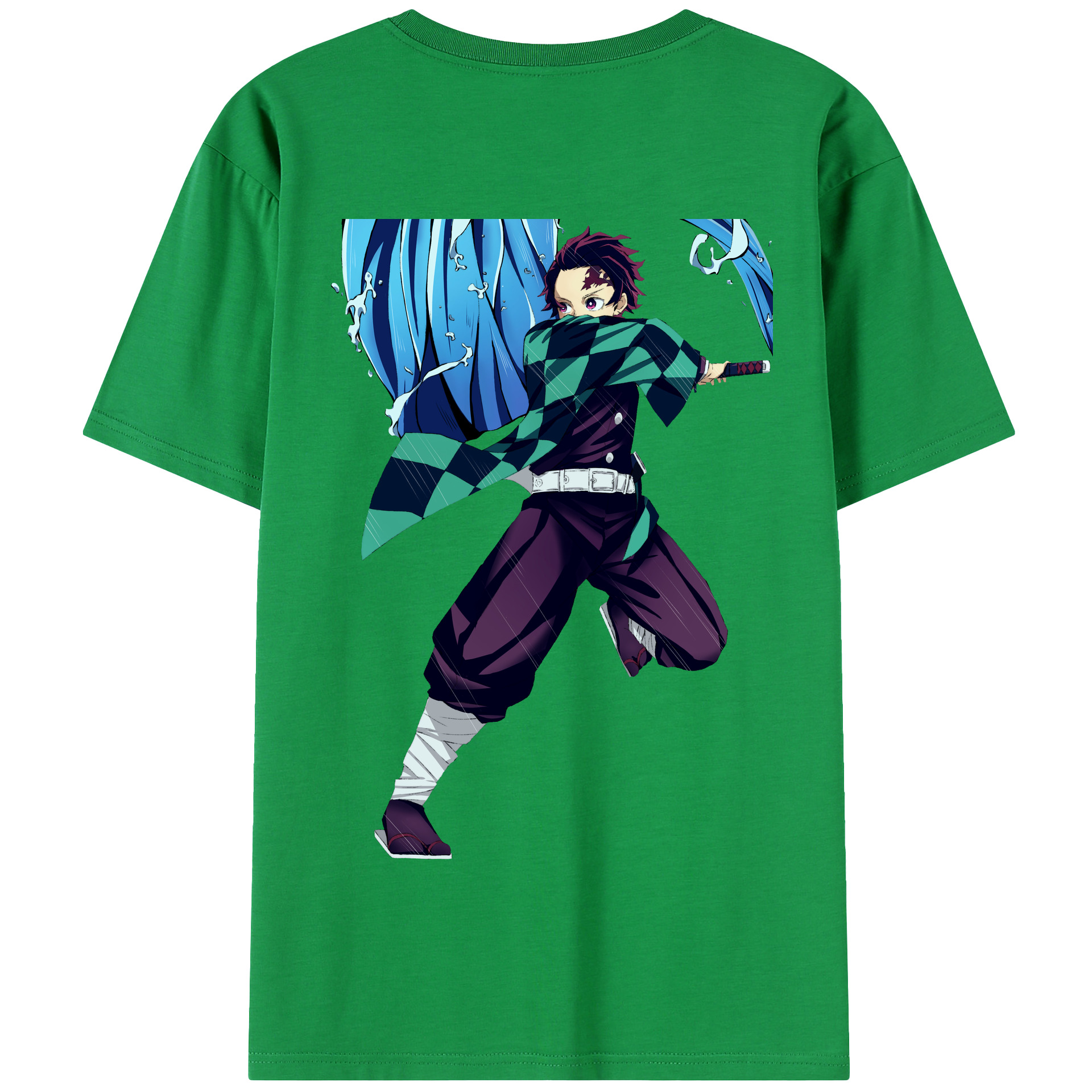 （画像用） 鬼滅の刃 竈門 炭治郎／かまど たんじろう Kamado Tanjirou 綿100％半袖Tシャツ（背面プリント）