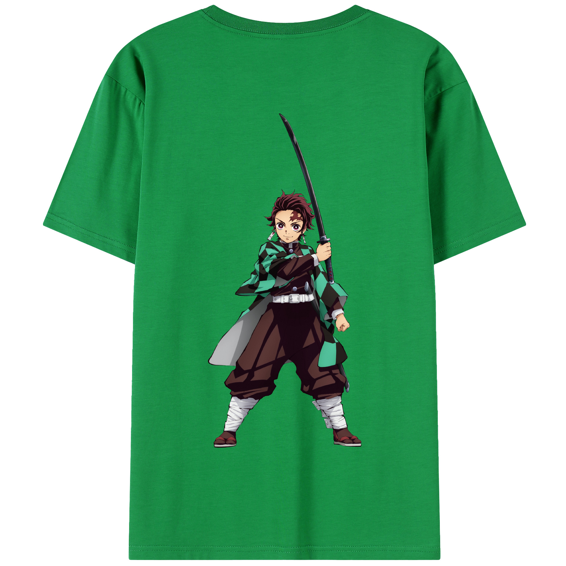 （画像用） 鬼滅の刃 竈門 炭治郎／かまど たんじろう Kamado Tanjirou 綿100％半袖Tシャツ（背面プリント）