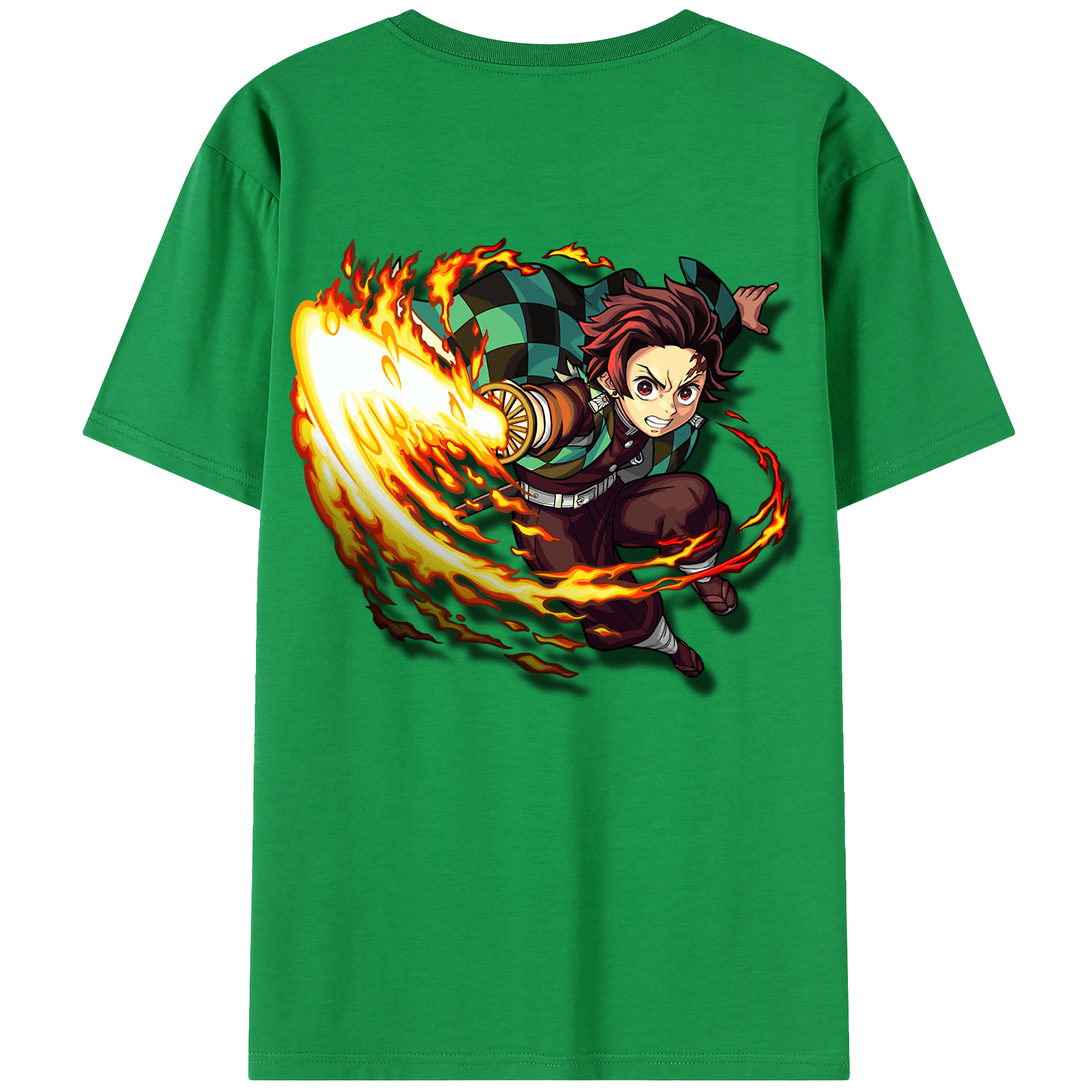 （画像用） 鬼滅の刃 竈門 炭治郎／かまど たんじろう Kamado Tanjirou 綿100％半袖Tシャツ（背面プリント）