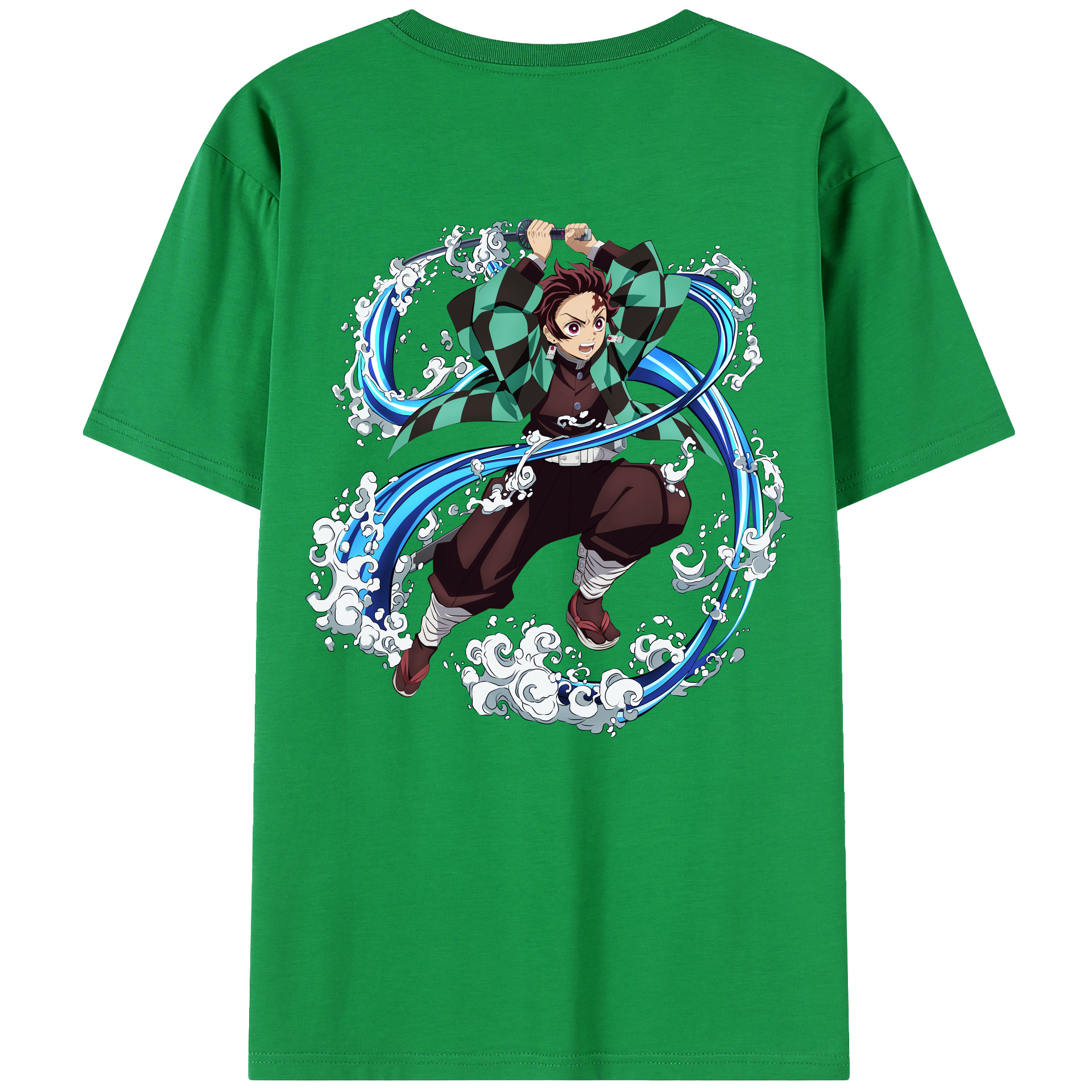 （画像用） 鬼滅の刃 竈門 炭治郎／かまど たんじろう Kamado Tanjirou 綿100％半袖Tシャツ（背面プリント）