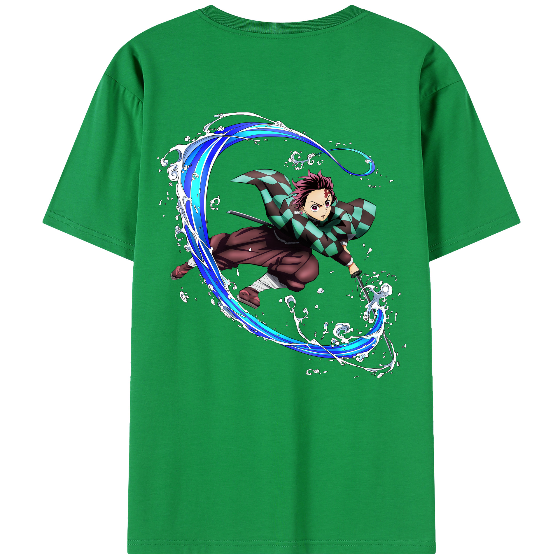 （画像用） 鬼滅の刃 竈門 炭治郎／かまど たんじろう Kamado Tanjirou 綿100％半袖Tシャツ（背面プリント）