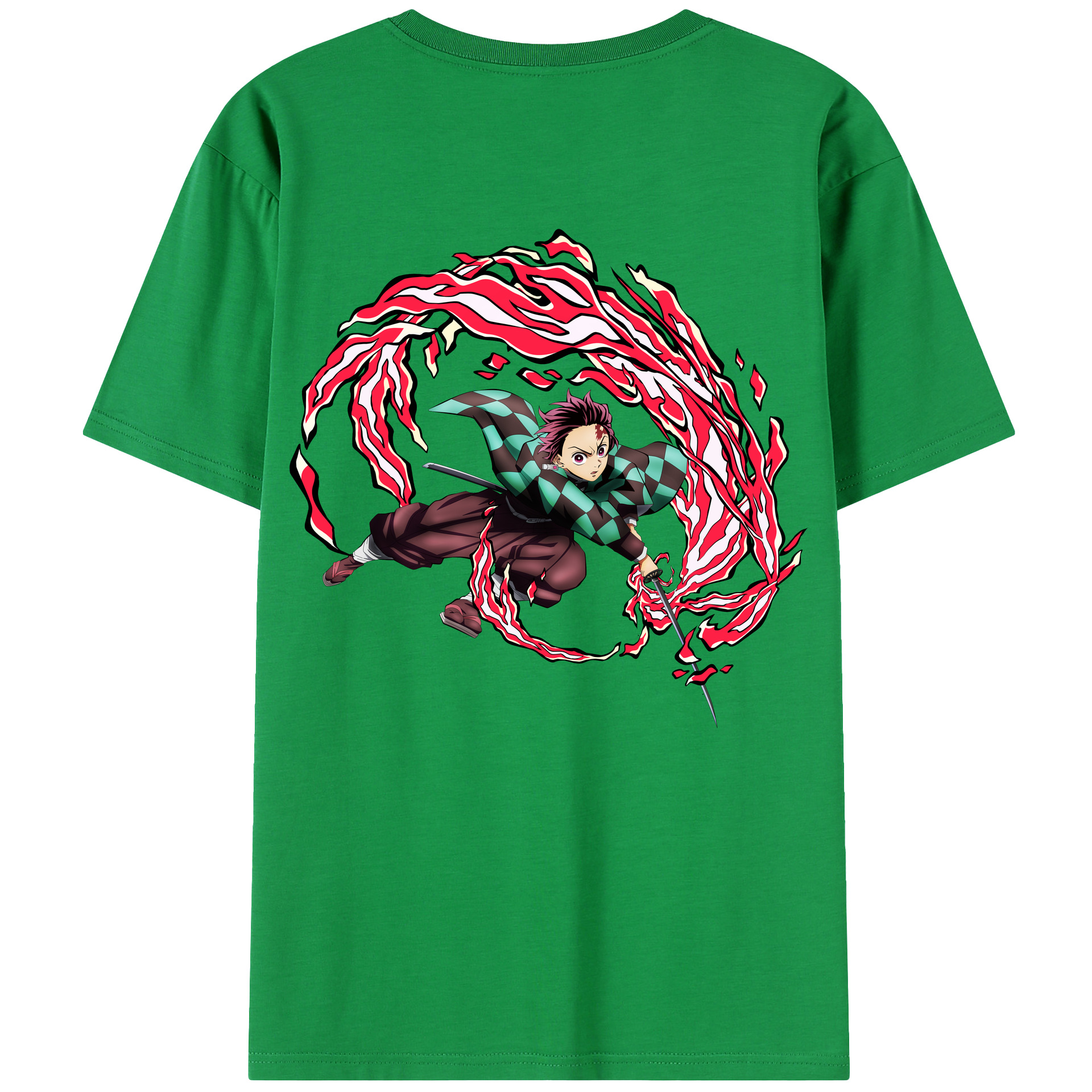 （画像用） 鬼滅の刃 竈門 炭治郎／かまど たんじろう Kamado Tanjirou 綿100％半袖Tシャツ（背面プリント）
