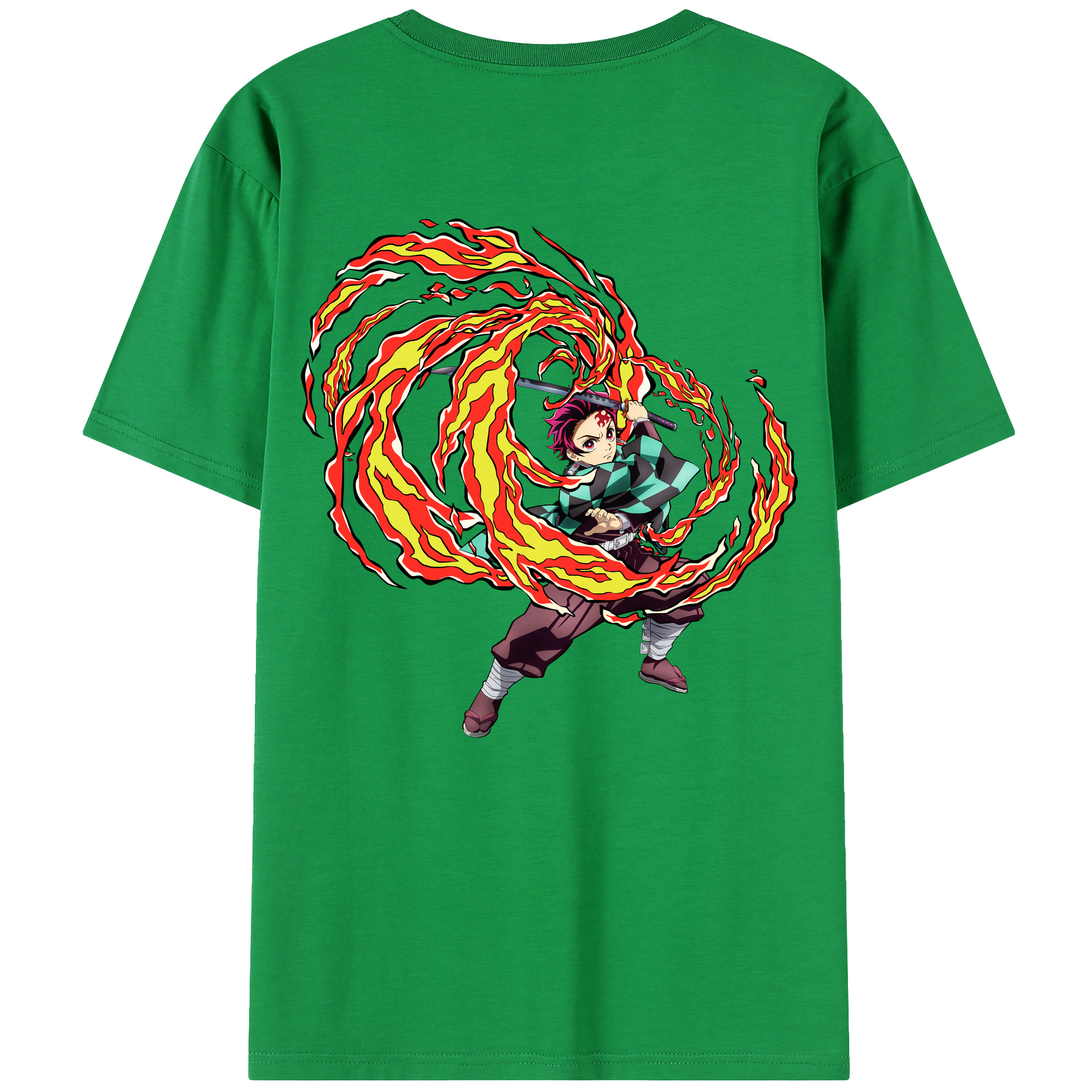 （画像用） 鬼滅の刃 竈門 炭治郎／かまど たんじろう Kamado Tanjirou 綿100％半袖Tシャツ（背面プリント）