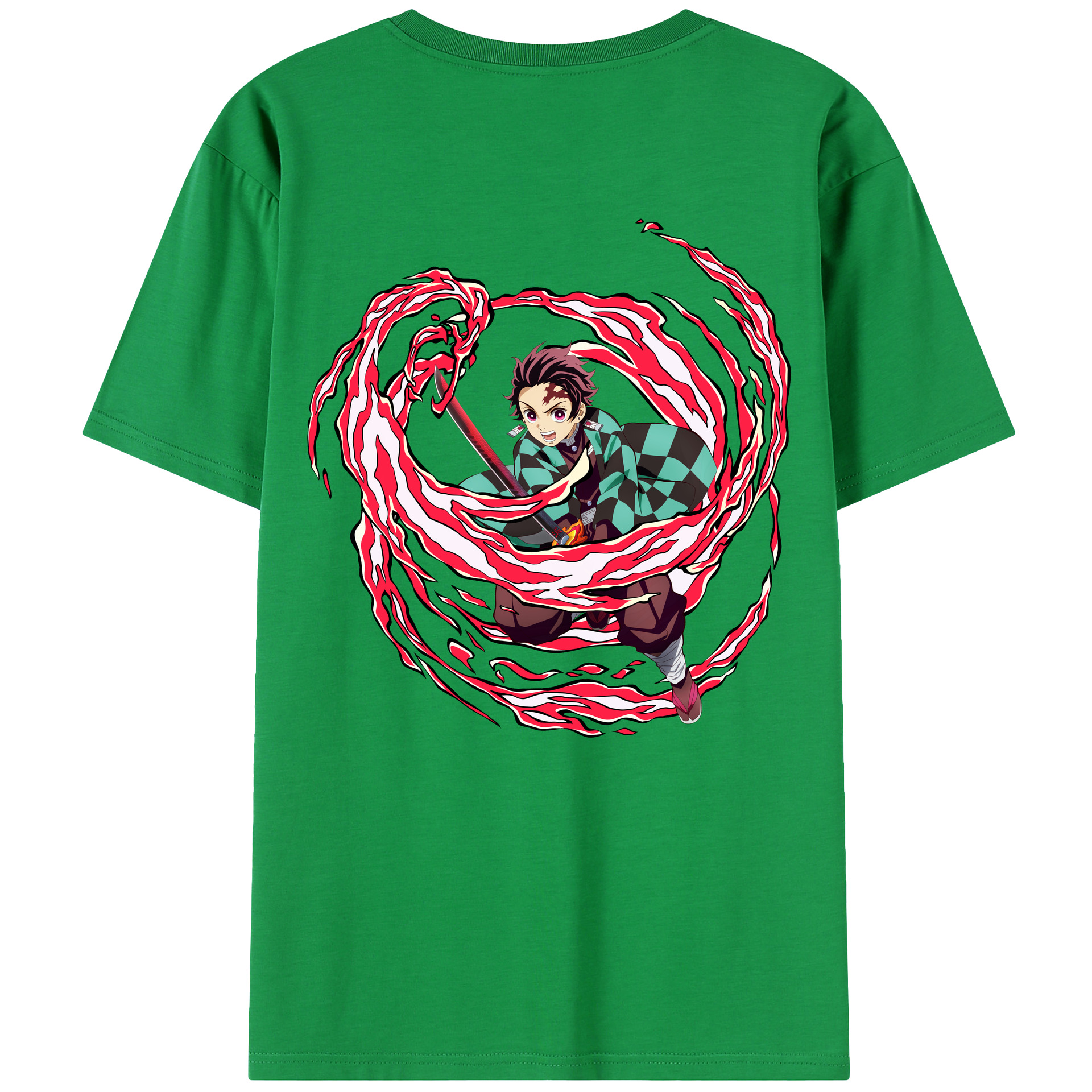 （画像用） 鬼滅の刃 竈門 炭治郎／かまど たんじろう Kamado Tanjirou 綿100％半袖Tシャツ（背面プリント）