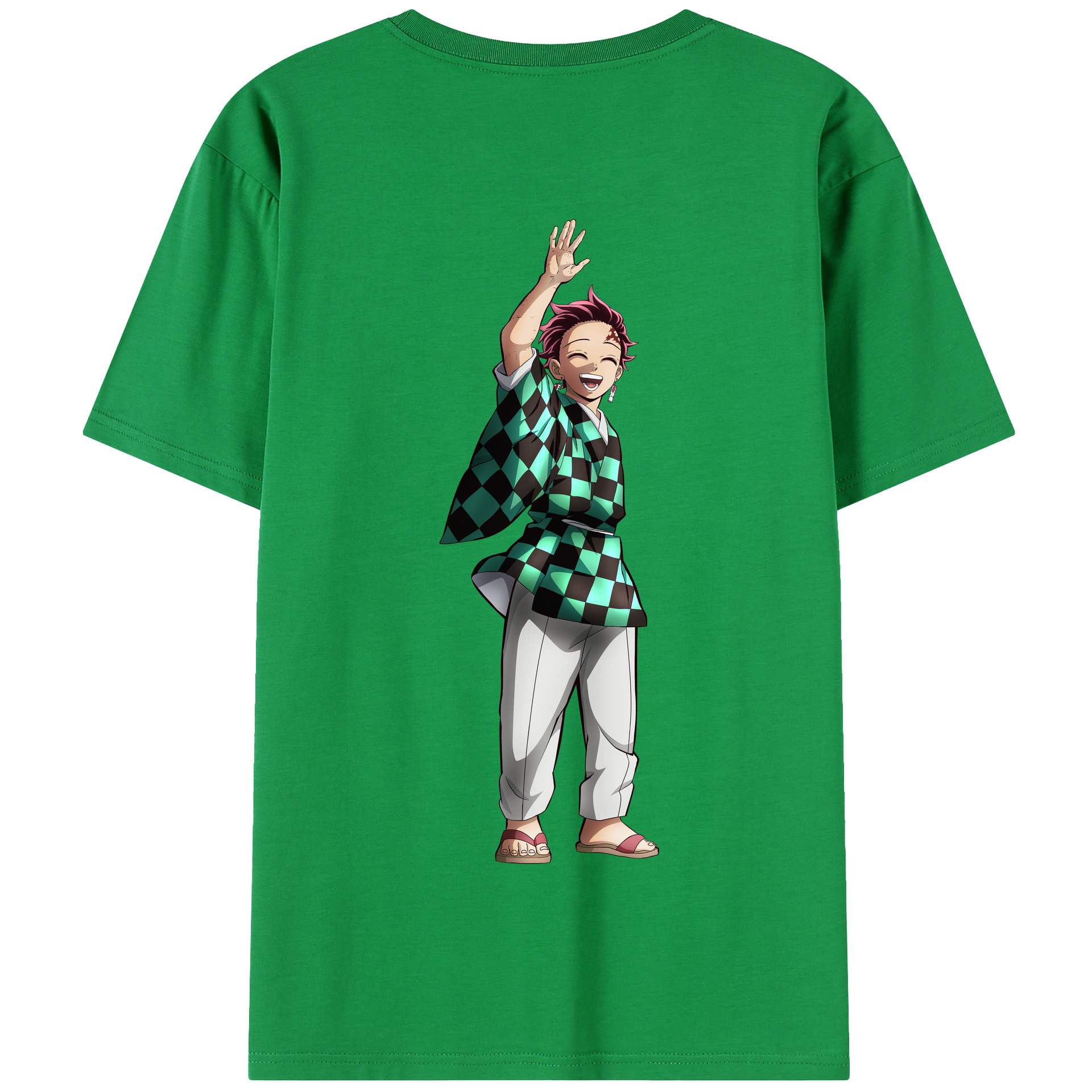 （画像用） 鬼滅の刃 竈門 炭治郎／かまど たんじろう Kamado Tanjirou 綿100％半袖Tシャツ（背面プリント）