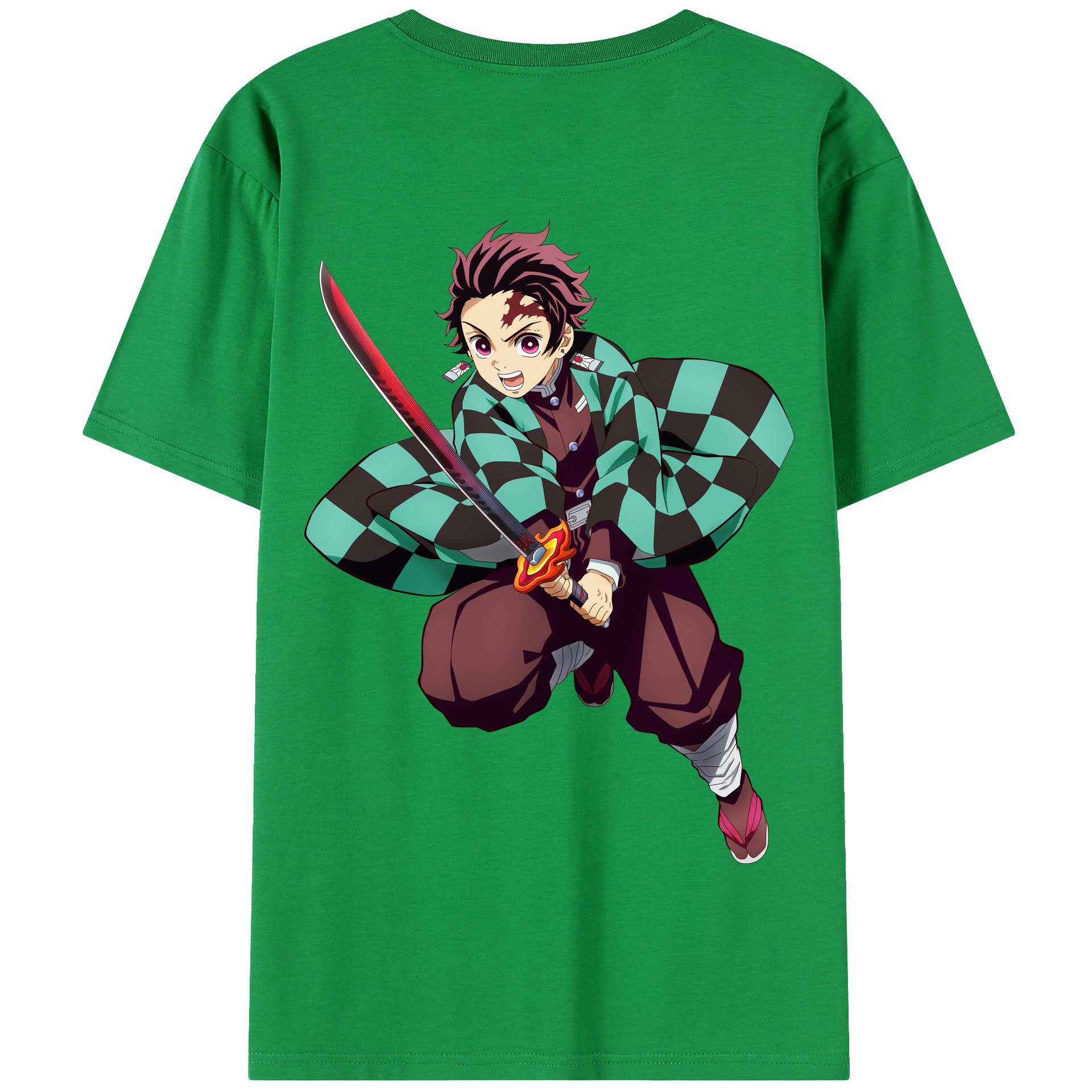 （画像用） 鬼滅の刃 竈門 炭治郎／かまど たんじろう Kamado Tanjirou 綿100％半袖Tシャツ（背面プリント）