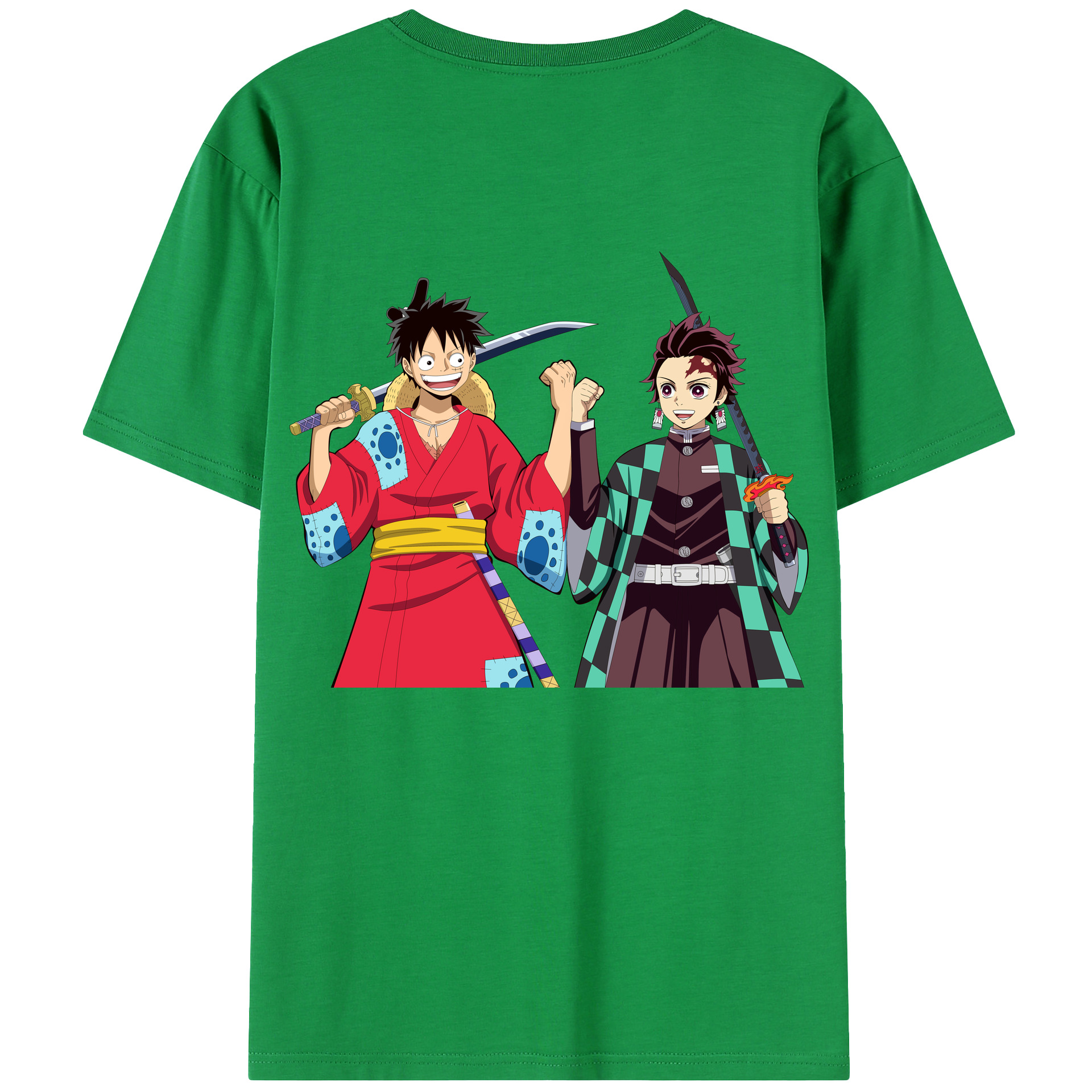 （画像用） 鬼滅の刃 竈門 炭治郎／かまど たんじろう Kamado Tanjirou 綿100％半袖Tシャツ（背面プリント）