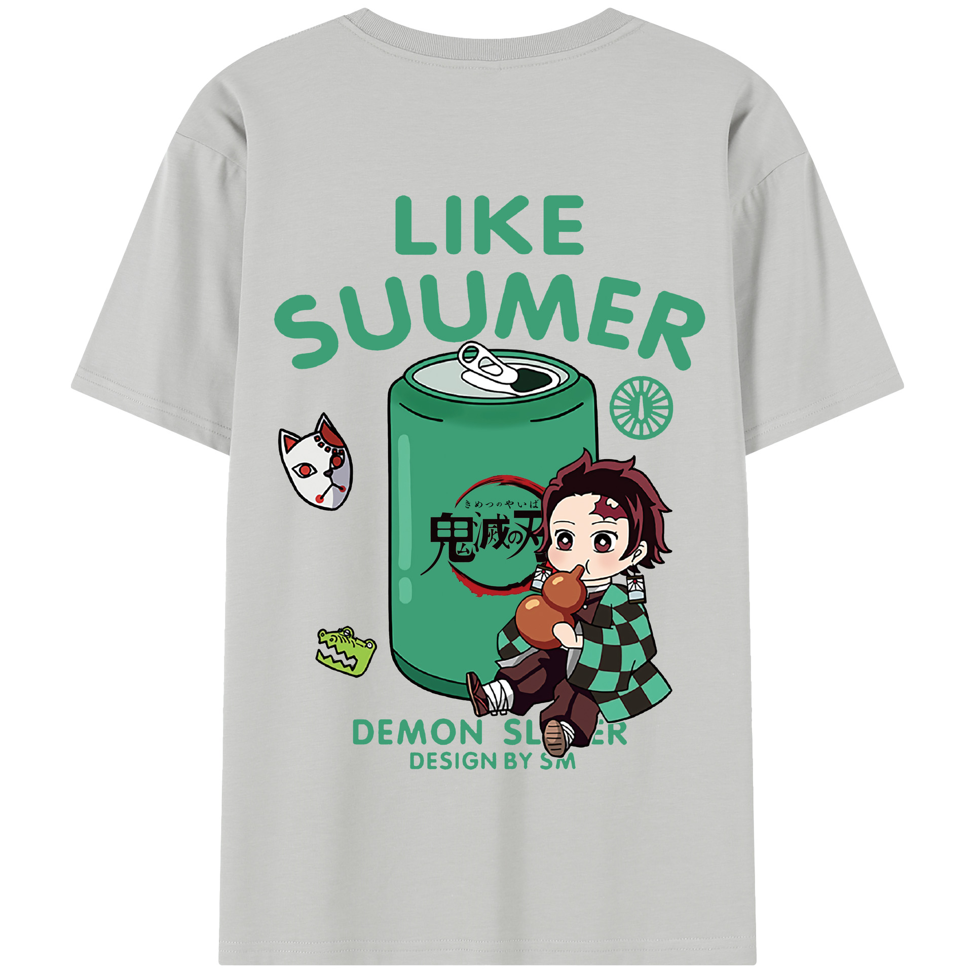 （画像用） 鬼滅の刃 竈門 炭治郎／かまど たんじろう Kamado Tanjirou 綿100％半袖Tシャツ（背面プリント）