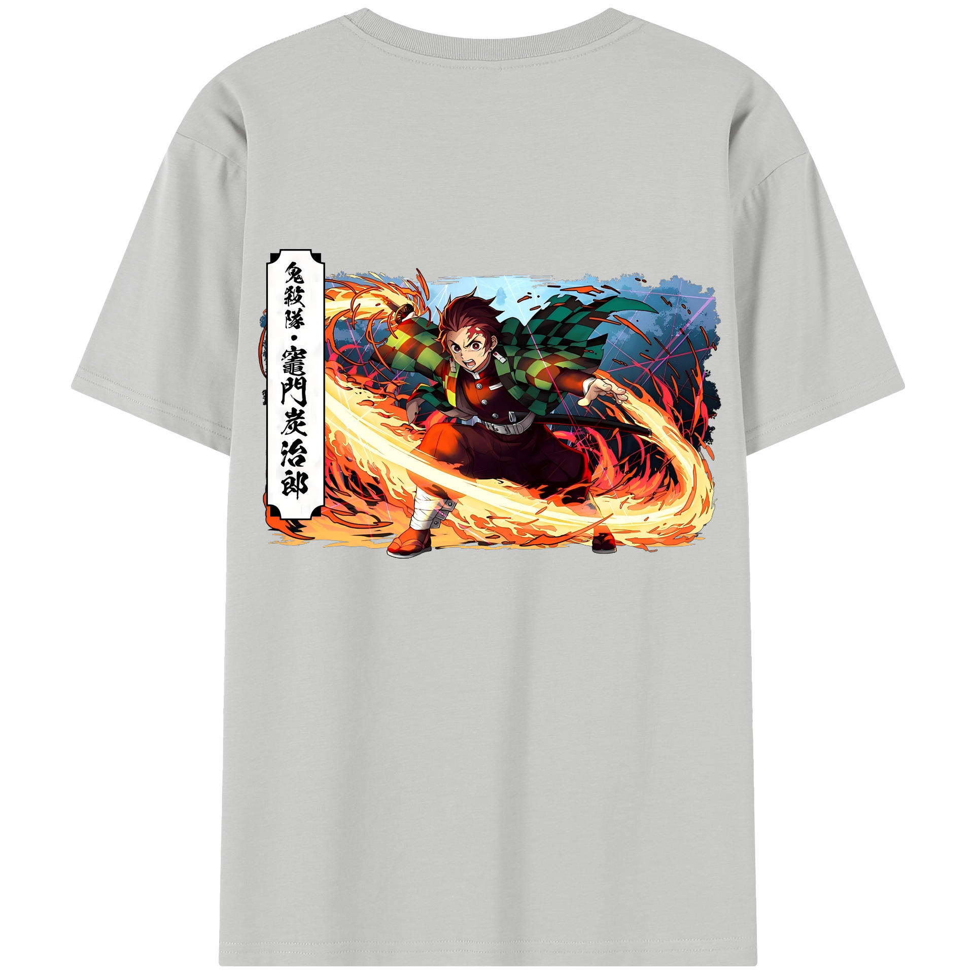 （画像用） 鬼滅の刃 竈門 炭治郎／かまど たんじろう Kamado Tanjirou 綿100％半袖Tシャツ（背面プリント）