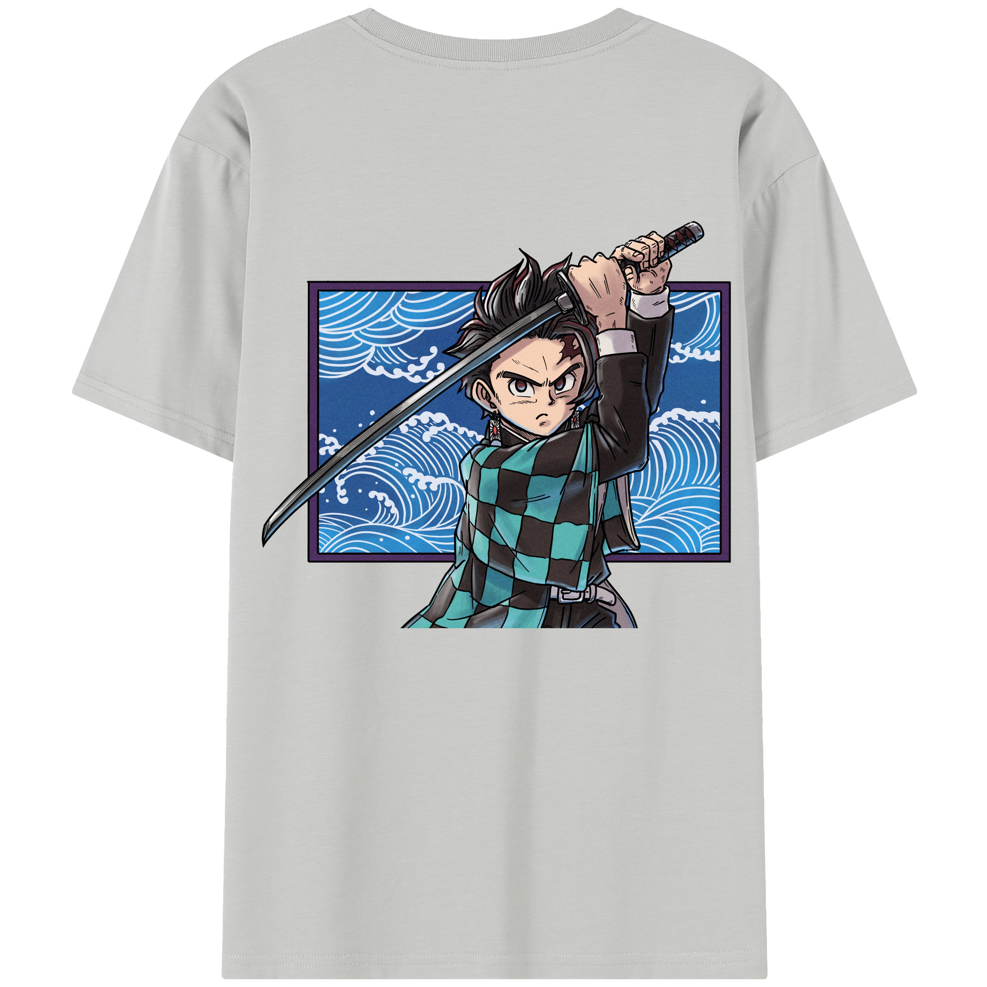 （画像用） 鬼滅の刃 竈門 炭治郎／かまど たんじろう Kamado Tanjirou 綿100％半袖Tシャツ（背面プリント）