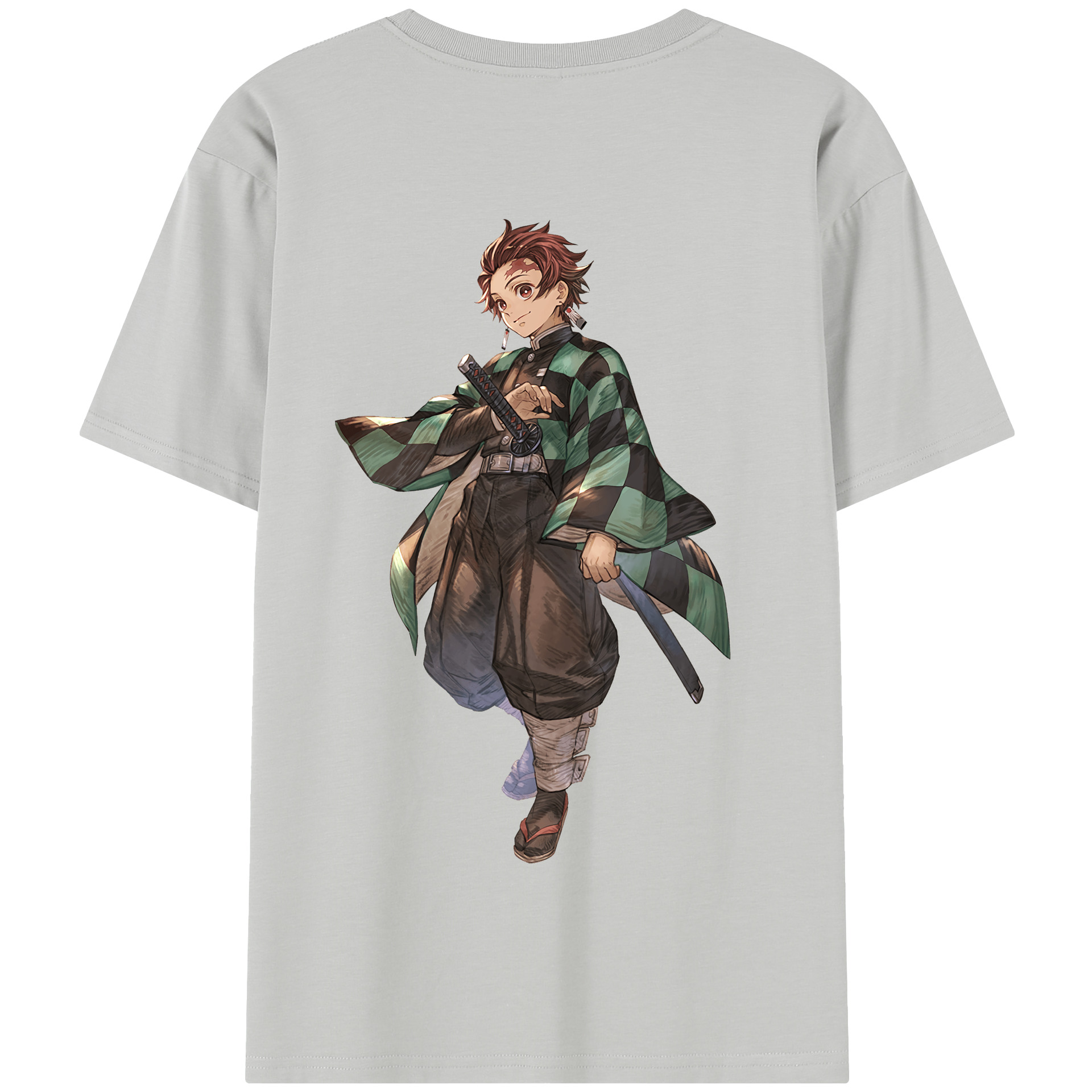 （画像用） 鬼滅の刃 竈門 炭治郎／かまど たんじろう Kamado Tanjirou 綿100％半袖Tシャツ（背面プリント）