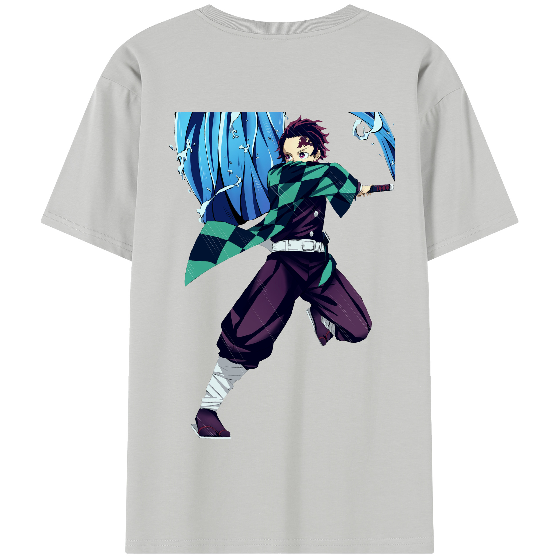 （画像用） 鬼滅の刃 竈門 炭治郎／かまど たんじろう Kamado Tanjirou 綿100％半袖Tシャツ（背面プリント）