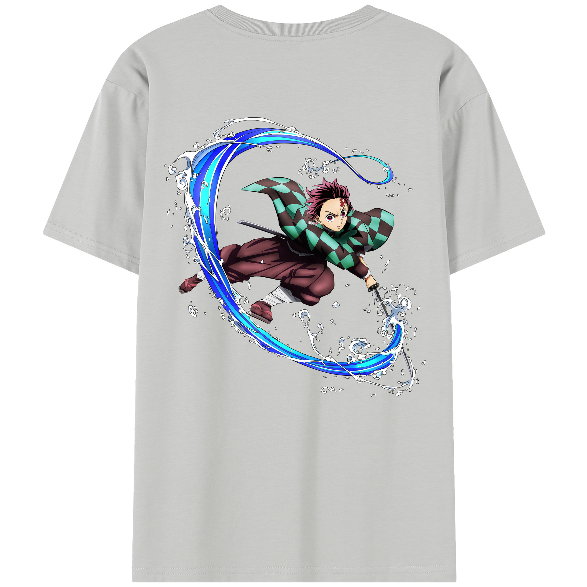 （画像用） 鬼滅の刃 竈門 炭治郎／かまど たんじろう Kamado Tanjirou 綿100％半袖Tシャツ（背面プリント）
