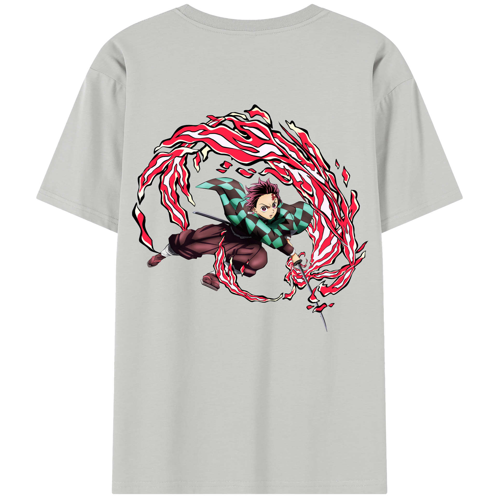 （画像用） 鬼滅の刃 竈門 炭治郎／かまど たんじろう Kamado Tanjirou 綿100％半袖Tシャツ（背面プリント）