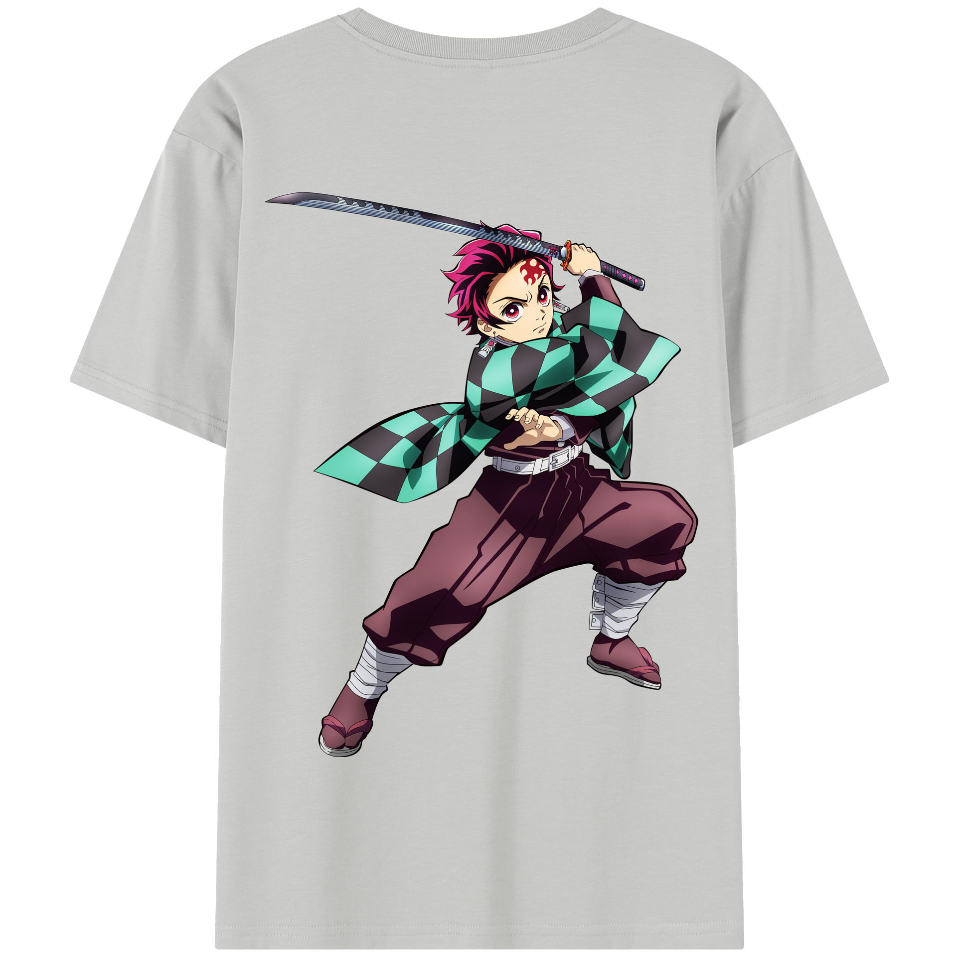 （画像用） 鬼滅の刃 竈門 炭治郎／かまど たんじろう Kamado Tanjirou 綿100％半袖Tシャツ（背面プリント）