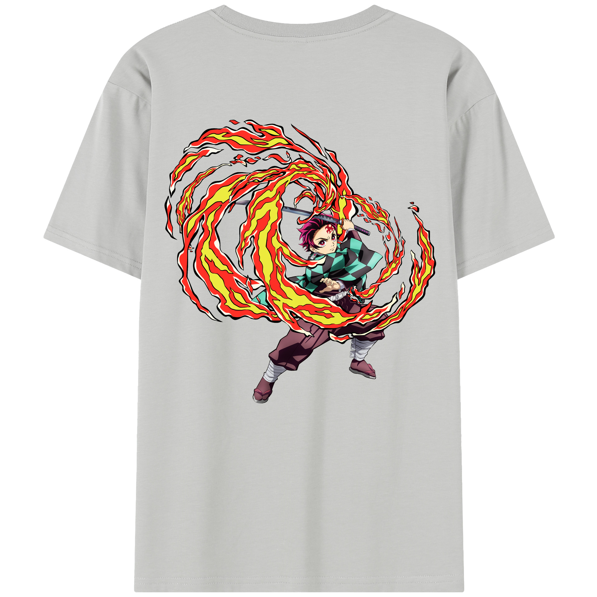 （画像用） 鬼滅の刃 竈門 炭治郎／かまど たんじろう Kamado Tanjirou 綿100％半袖Tシャツ（背面プリント）