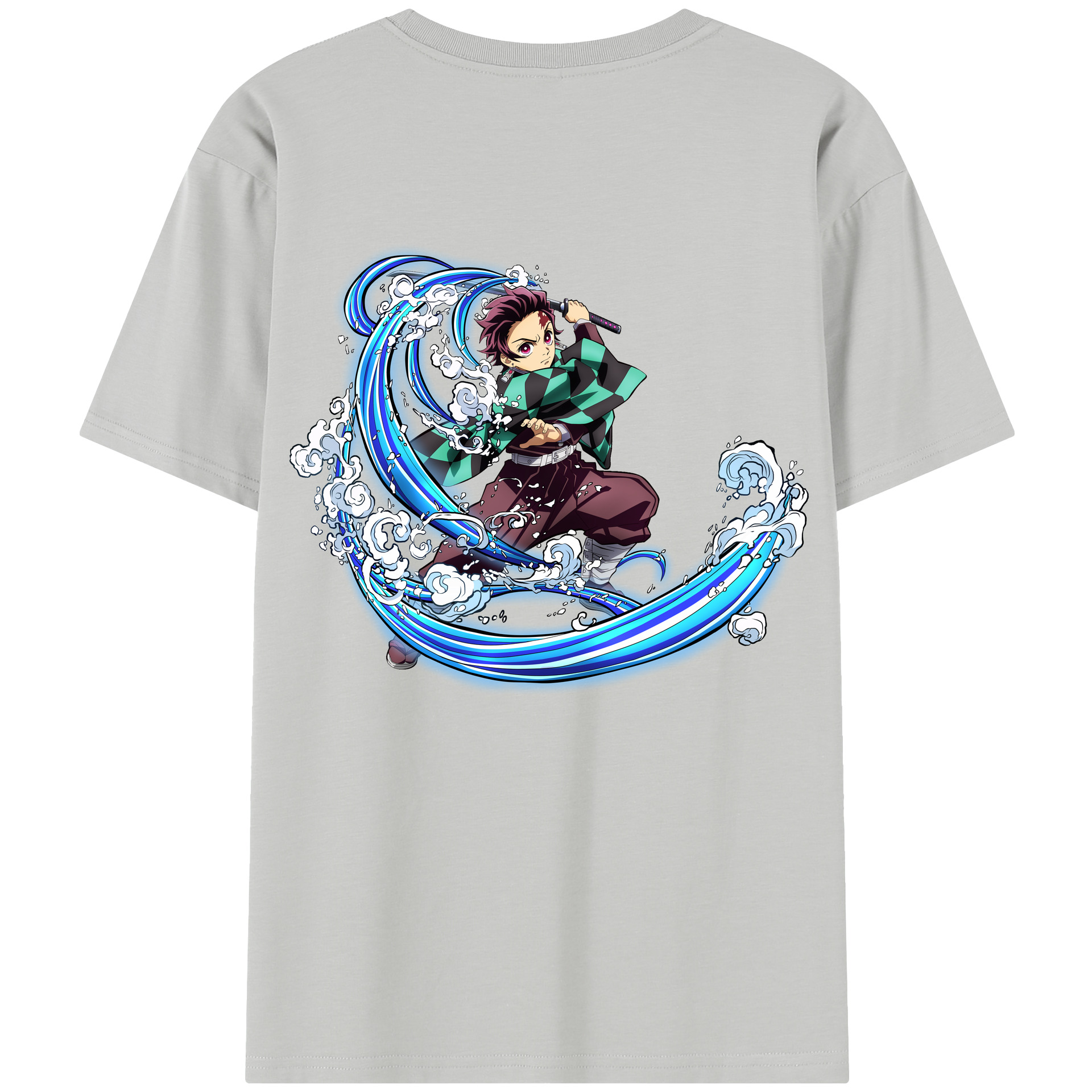 （画像用） 鬼滅の刃 竈門 炭治郎／かまど たんじろう Kamado Tanjirou 綿100％半袖Tシャツ（背面プリント）