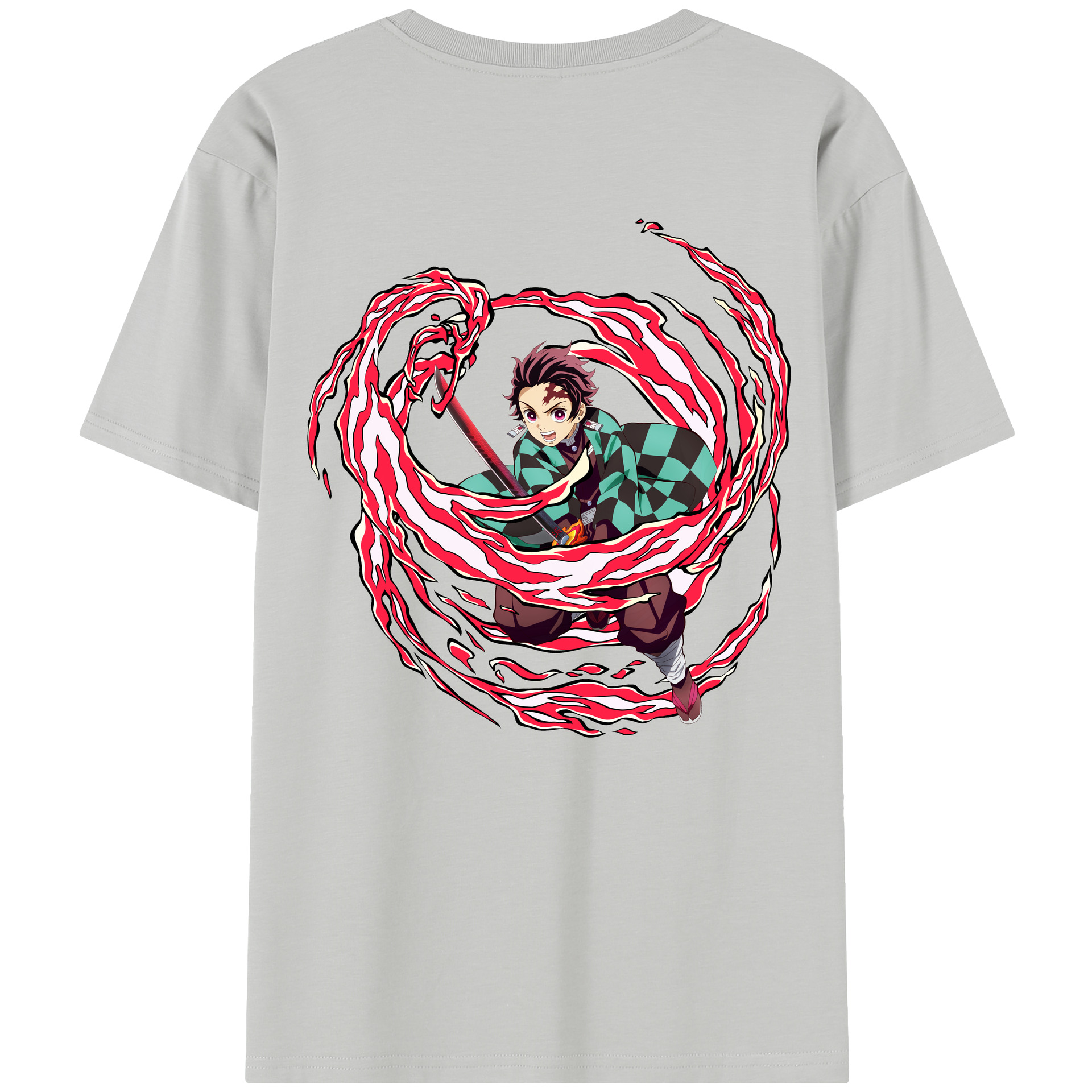 （画像用） 鬼滅の刃 竈門 炭治郎／かまど たんじろう Kamado Tanjirou 綿100％半袖Tシャツ（背面プリント）