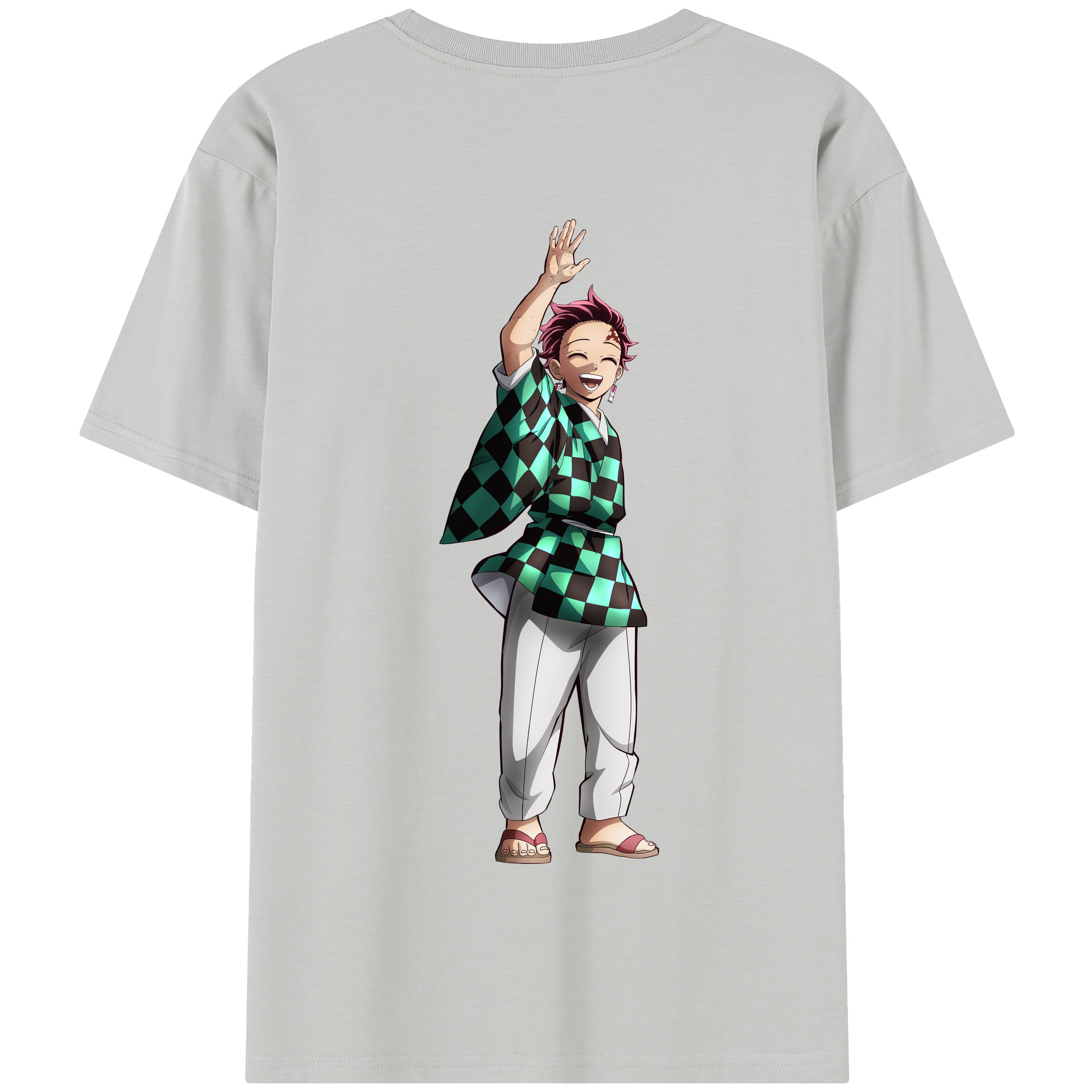 （画像用） 鬼滅の刃 竈門 炭治郎／かまど たんじろう Kamado Tanjirou 綿100％半袖Tシャツ（背面プリント）