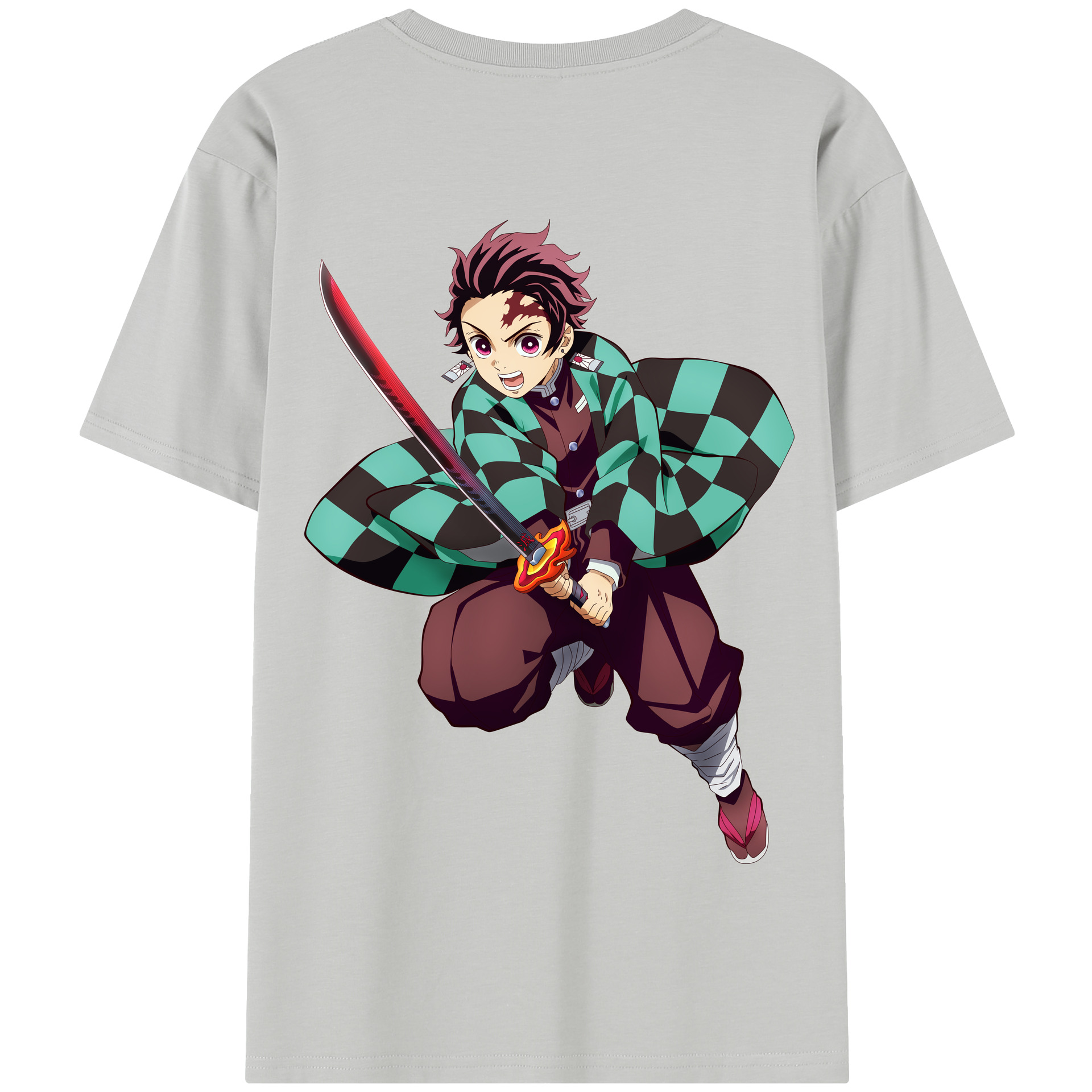 （画像用） 鬼滅の刃 竈門 炭治郎／かまど たんじろう Kamado Tanjirou 綿100％半袖Tシャツ（背面プリント）