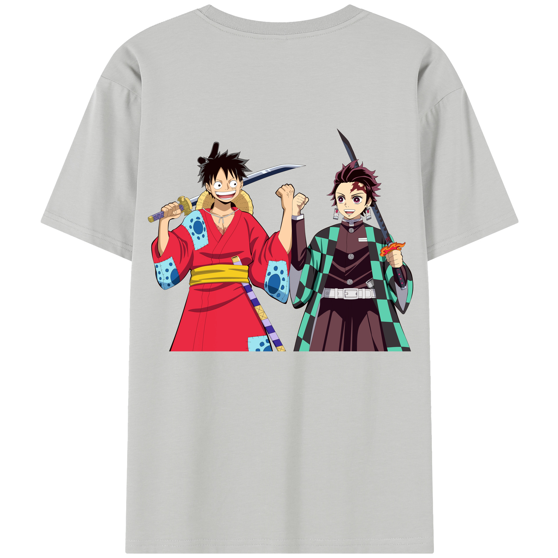 （画像用） 鬼滅の刃 竈門 炭治郎／かまど たんじろう Kamado Tanjirou 綿100％半袖Tシャツ（背面プリント）