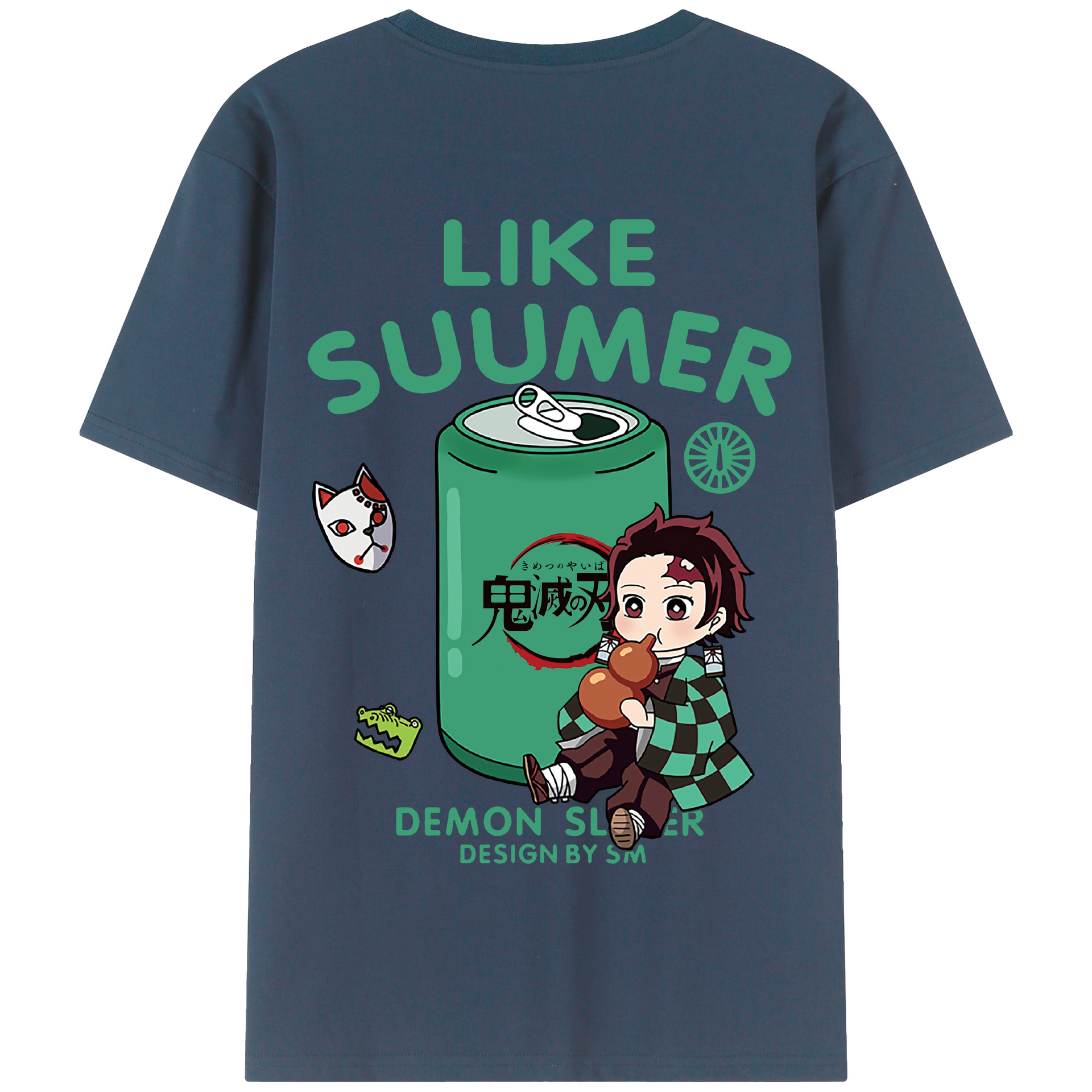 （画像用） 鬼滅の刃 竈門 炭治郎／かまど たんじろう Kamado Tanjirou 綿100％半袖Tシャツ（背面プリント）