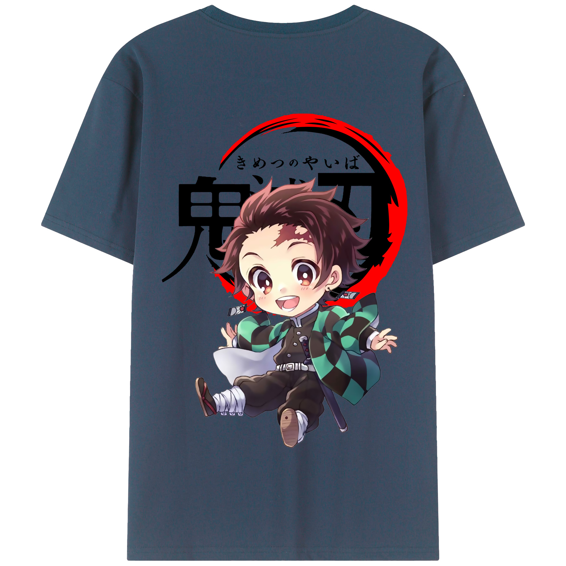 （画像用） 鬼滅の刃 竈門 炭治郎／かまど たんじろう Kamado Tanjirou 綿100％半袖Tシャツ（背面プリント）