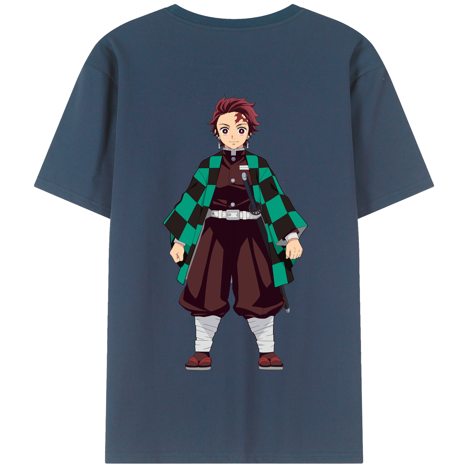 （画像用） 鬼滅の刃 竈門 炭治郎／かまど たんじろう Kamado Tanjirou 綿100％半袖Tシャツ（背面プリント）