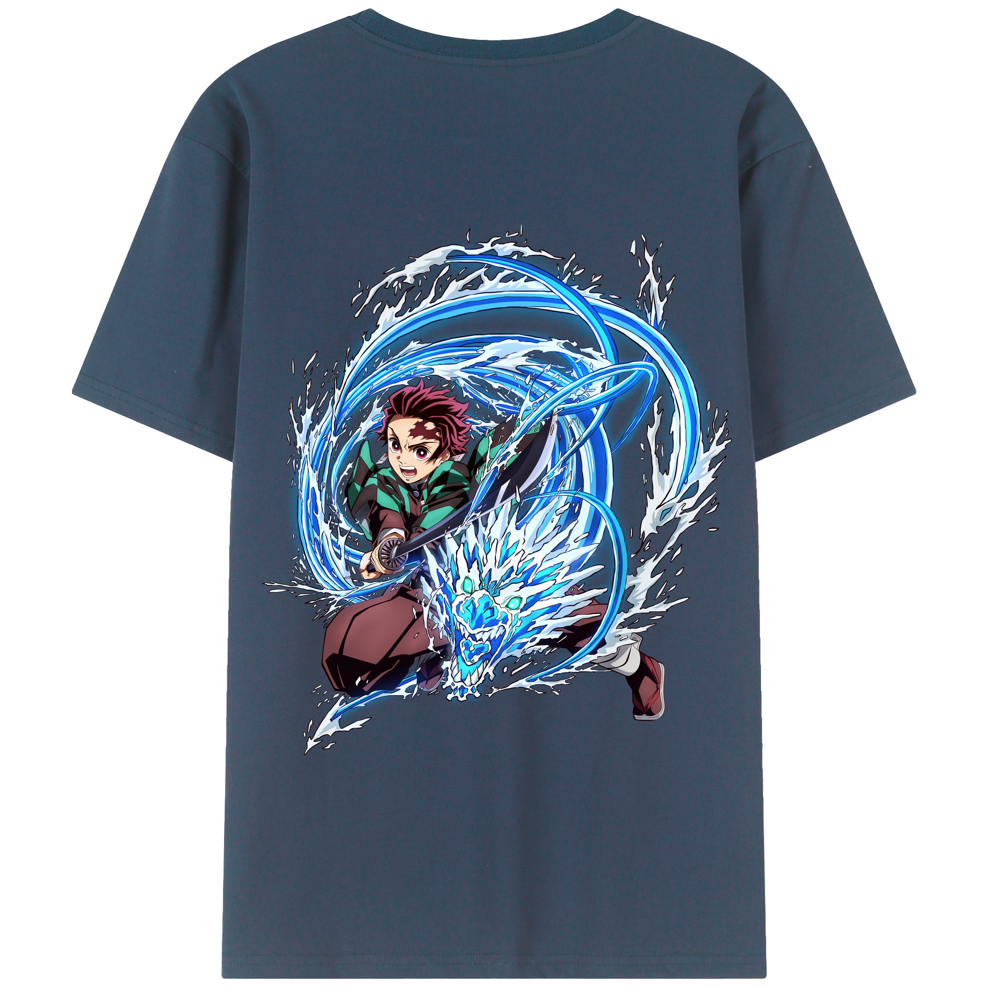 （画像用） 鬼滅の刃 竈門 炭治郎／かまど たんじろう Kamado Tanjirou 綿100％半袖Tシャツ（背面プリント）
