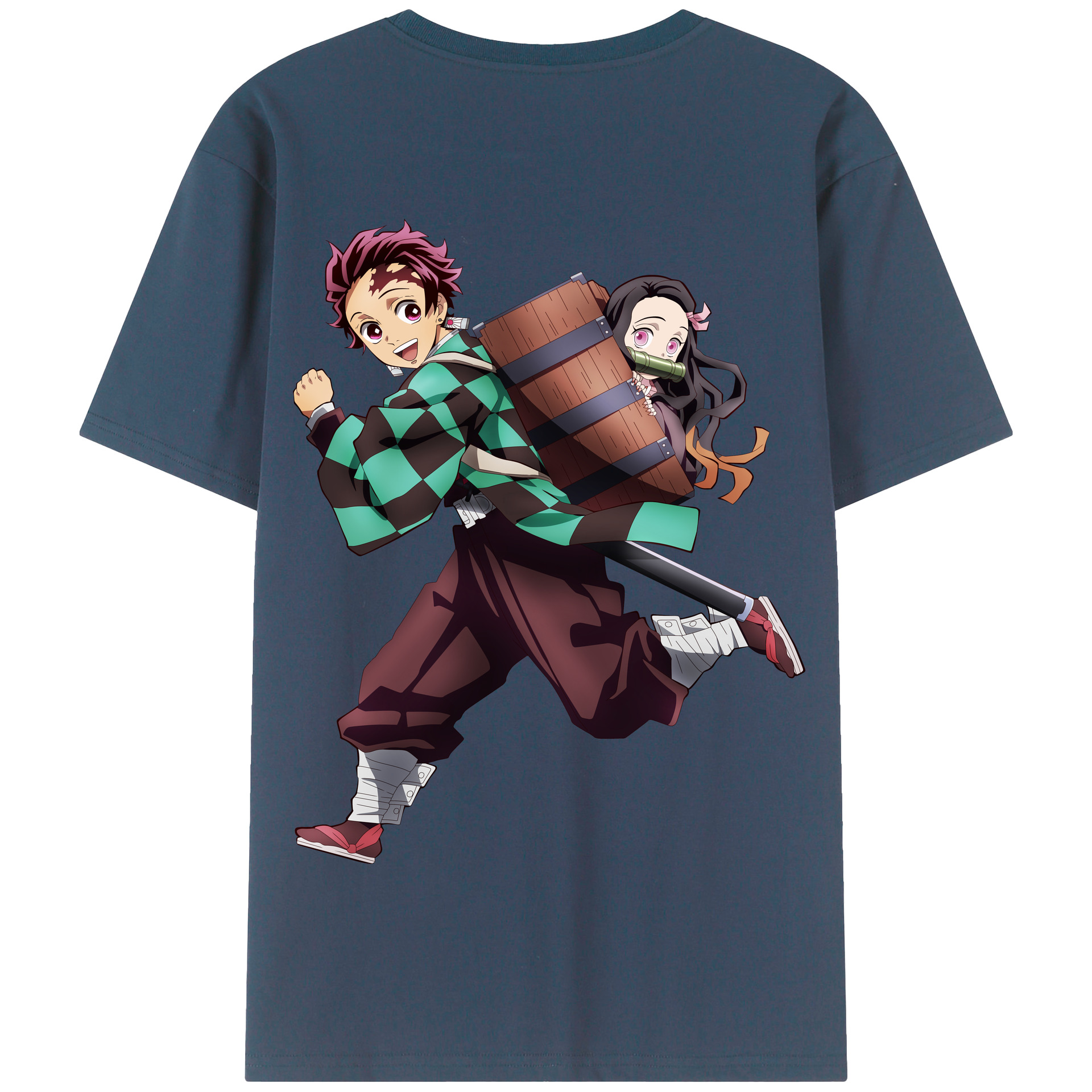 （画像用） 鬼滅の刃 竈門 炭治郎／かまど たんじろう Kamado Tanjirou 綿100％半袖Tシャツ（背面プリント）
