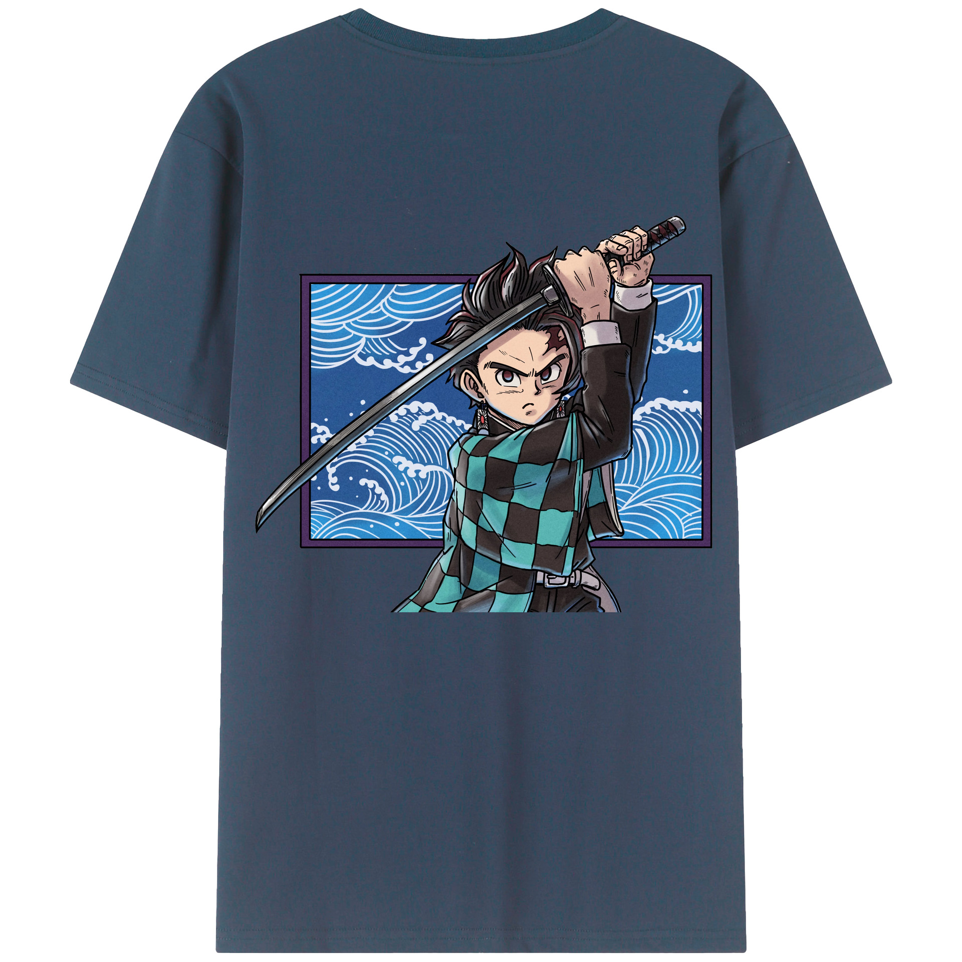 （画像用） 鬼滅の刃 竈門 炭治郎／かまど たんじろう Kamado Tanjirou 綿100％半袖Tシャツ（背面プリント）