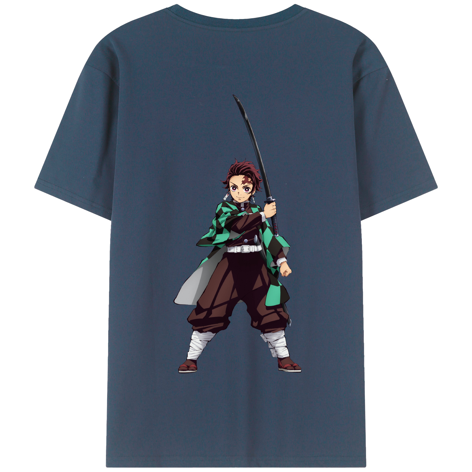 （画像用） 鬼滅の刃 竈門 炭治郎／かまど たんじろう Kamado Tanjirou 綿100％半袖Tシャツ（背面プリント）