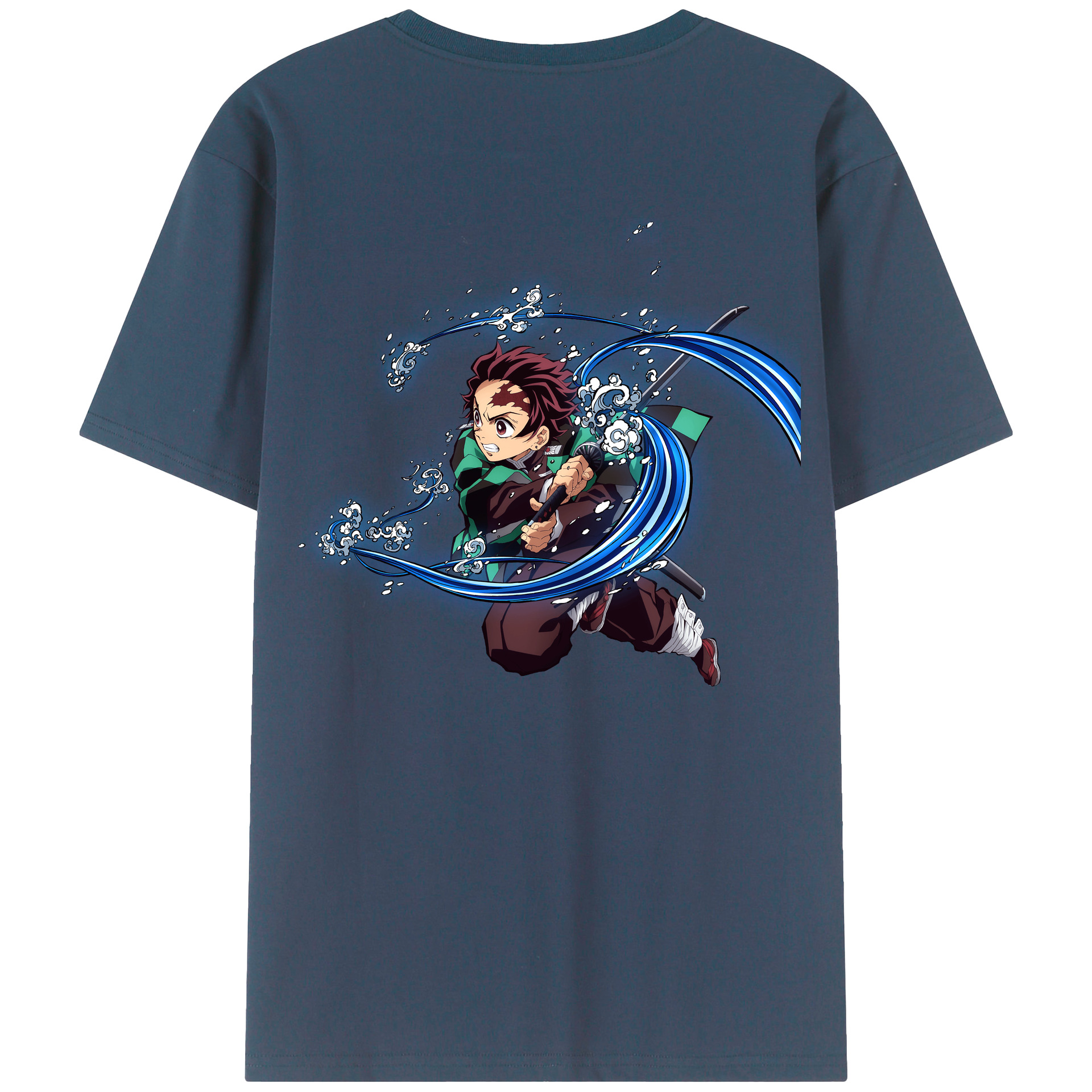 （画像用） 鬼滅の刃 竈門 炭治郎／かまど たんじろう Kamado Tanjirou 綿100％半袖Tシャツ（背面プリント）
