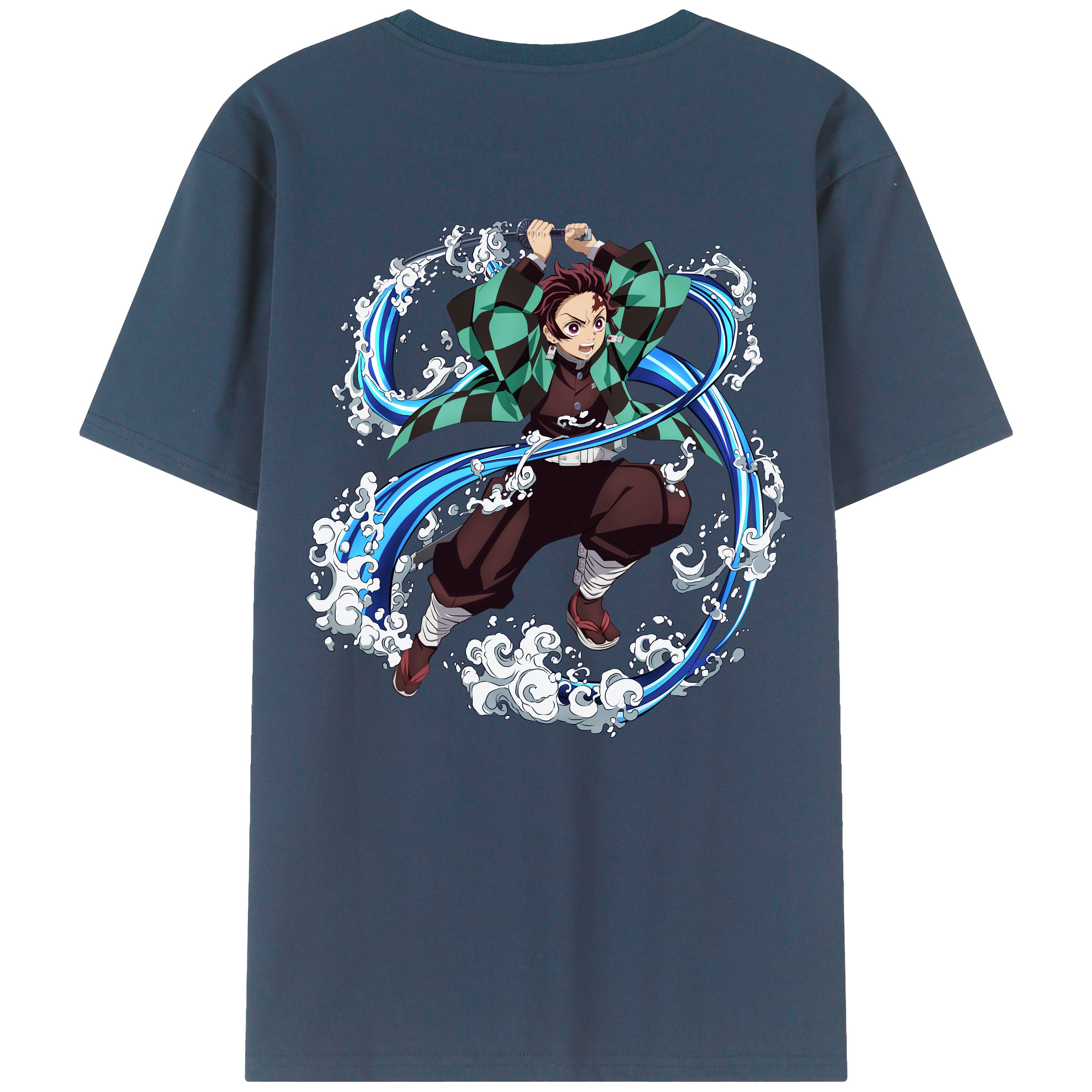 （画像用） 鬼滅の刃 竈門 炭治郎／かまど たんじろう Kamado Tanjirou 綿100％半袖Tシャツ（背面プリント）