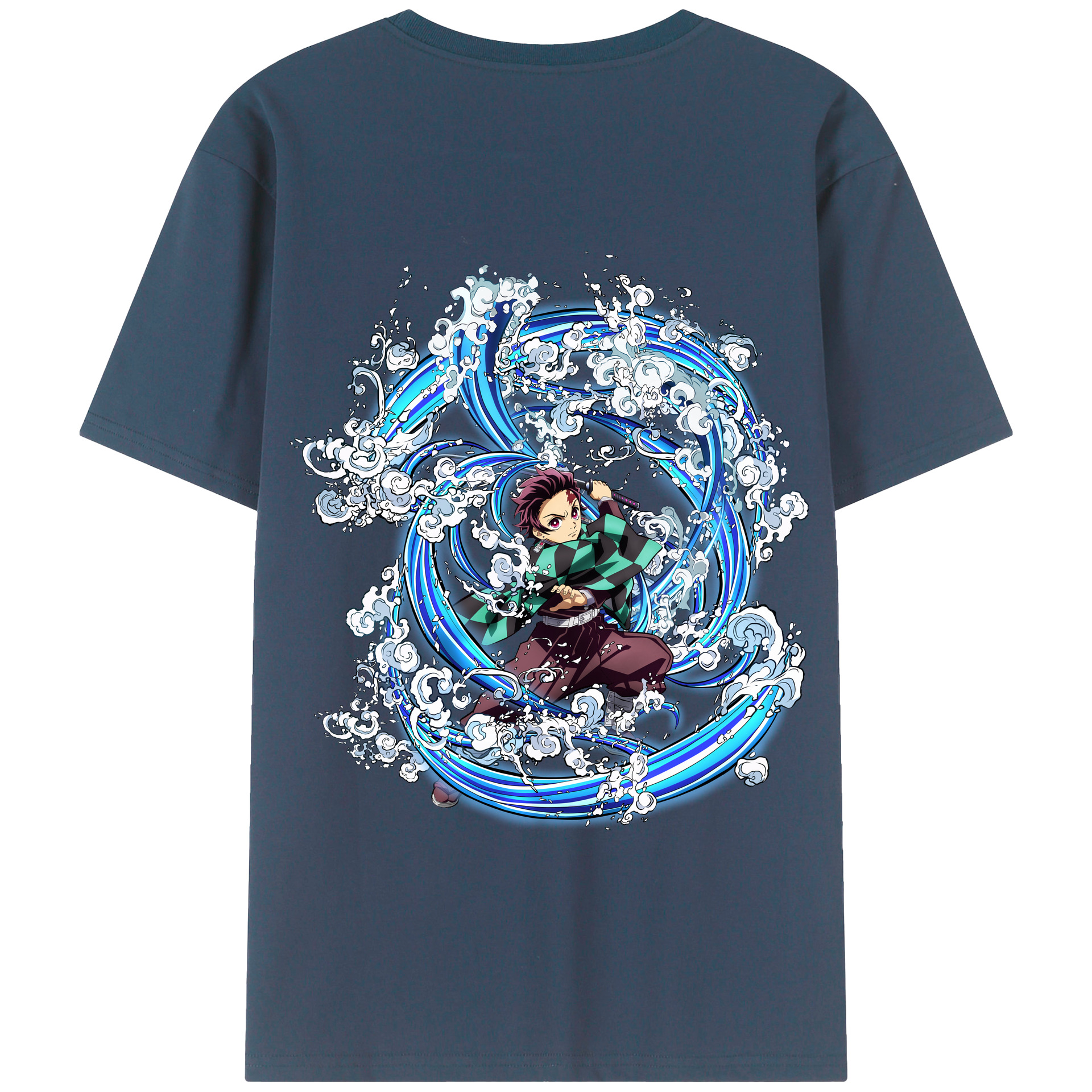 （画像用） 鬼滅の刃 竈門 炭治郎／かまど たんじろう Kamado Tanjirou 綿100％半袖Tシャツ（背面プリント）