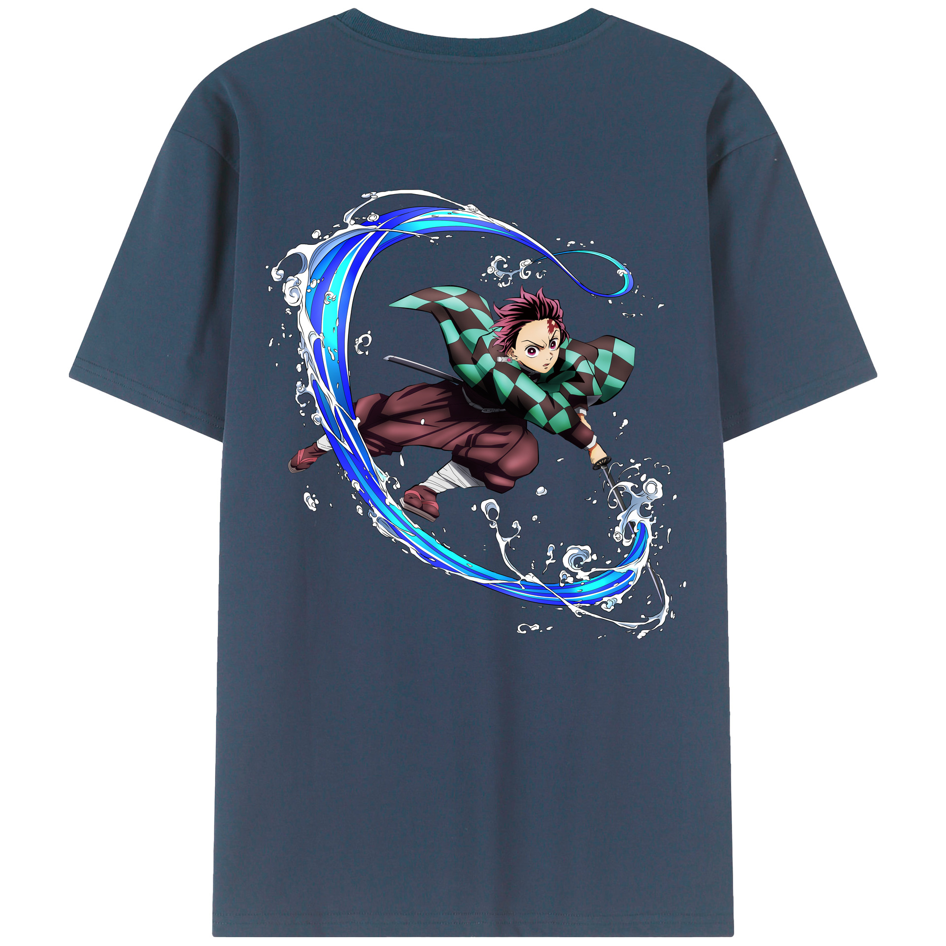 （画像用） 鬼滅の刃 竈門 炭治郎／かまど たんじろう Kamado Tanjirou 綿100％半袖Tシャツ（背面プリント）