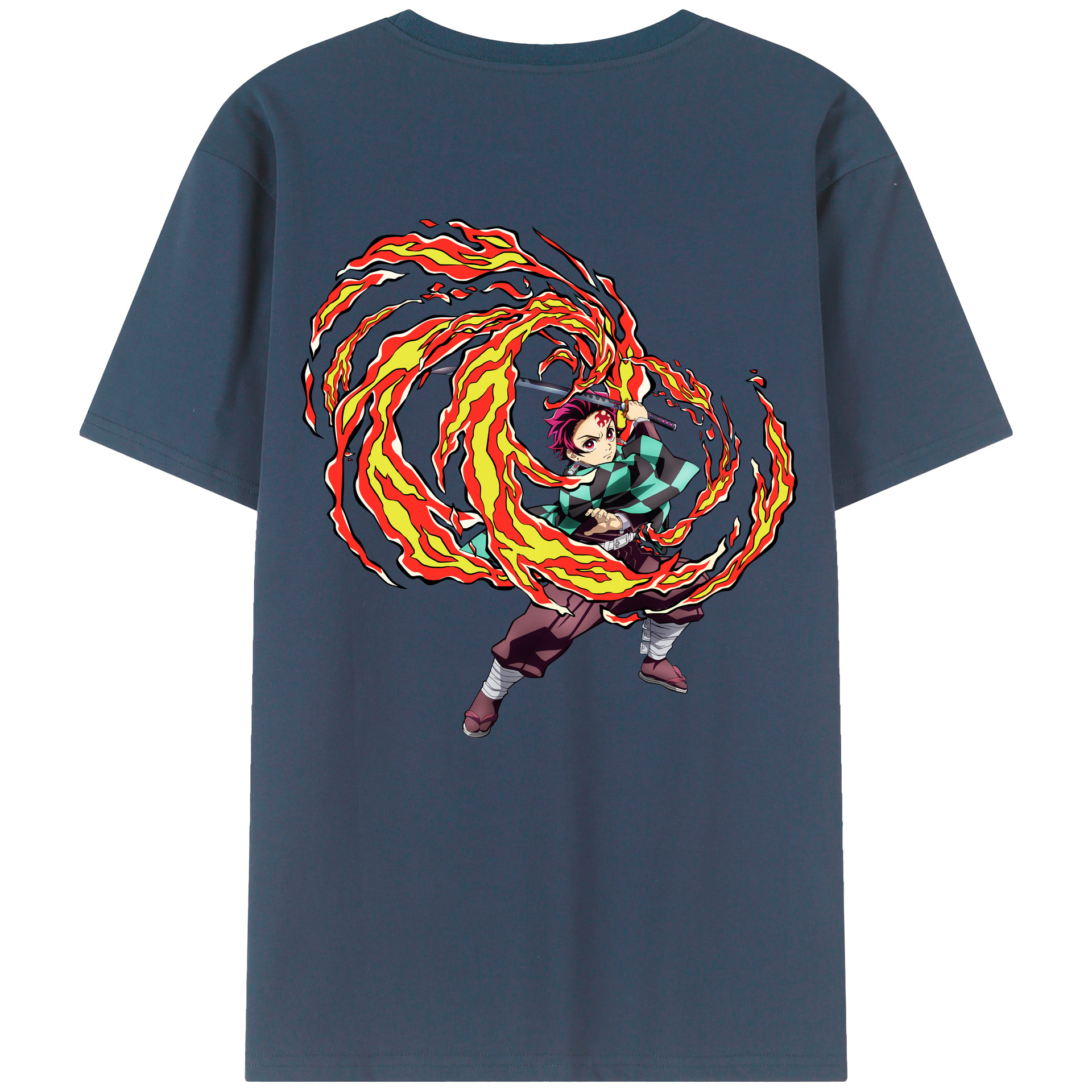 （画像用） 鬼滅の刃 竈門 炭治郎／かまど たんじろう Kamado Tanjirou 綿100％半袖Tシャツ（背面プリント）