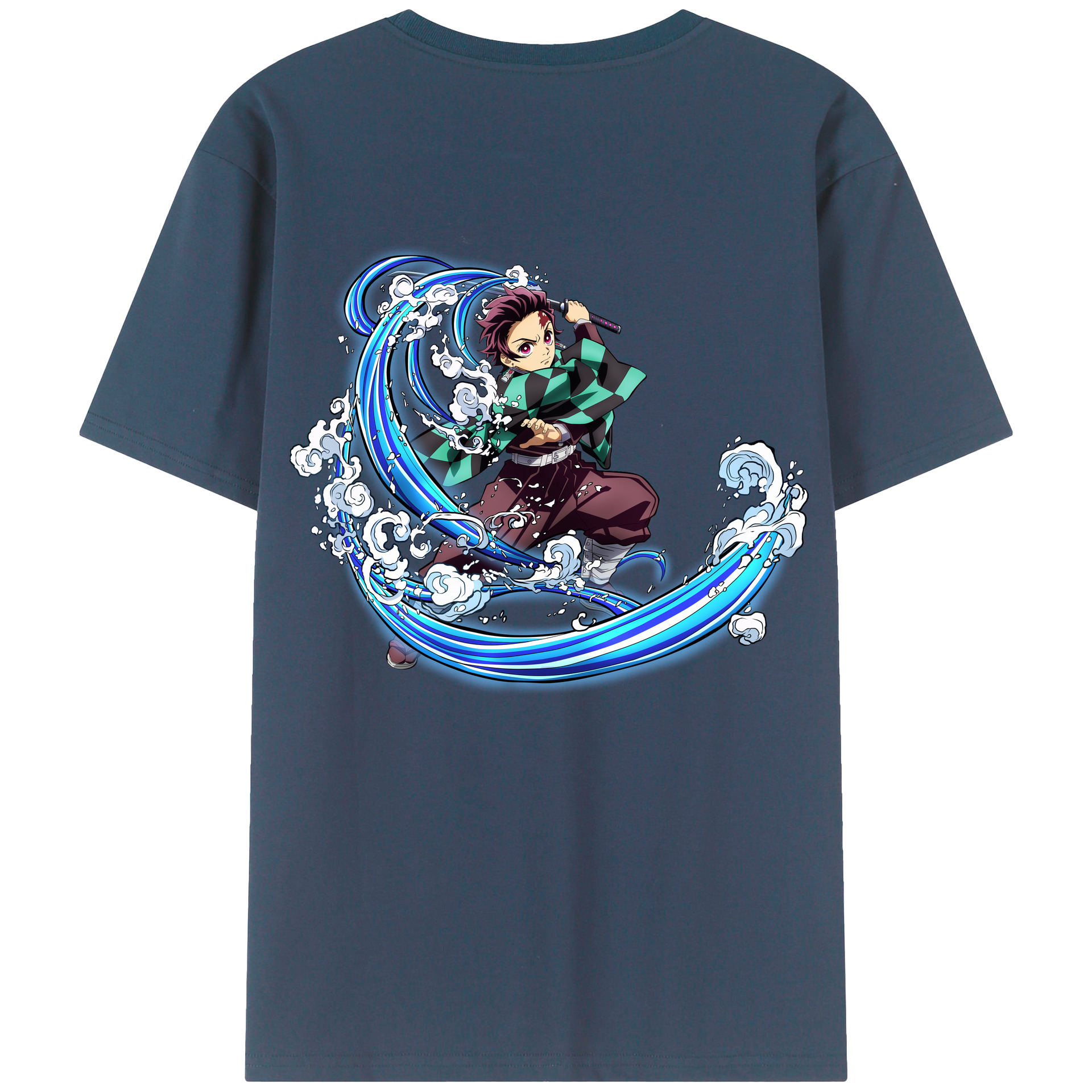 （画像用） 鬼滅の刃 竈門 炭治郎／かまど たんじろう Kamado Tanjirou 綿100％半袖Tシャツ（背面プリント）