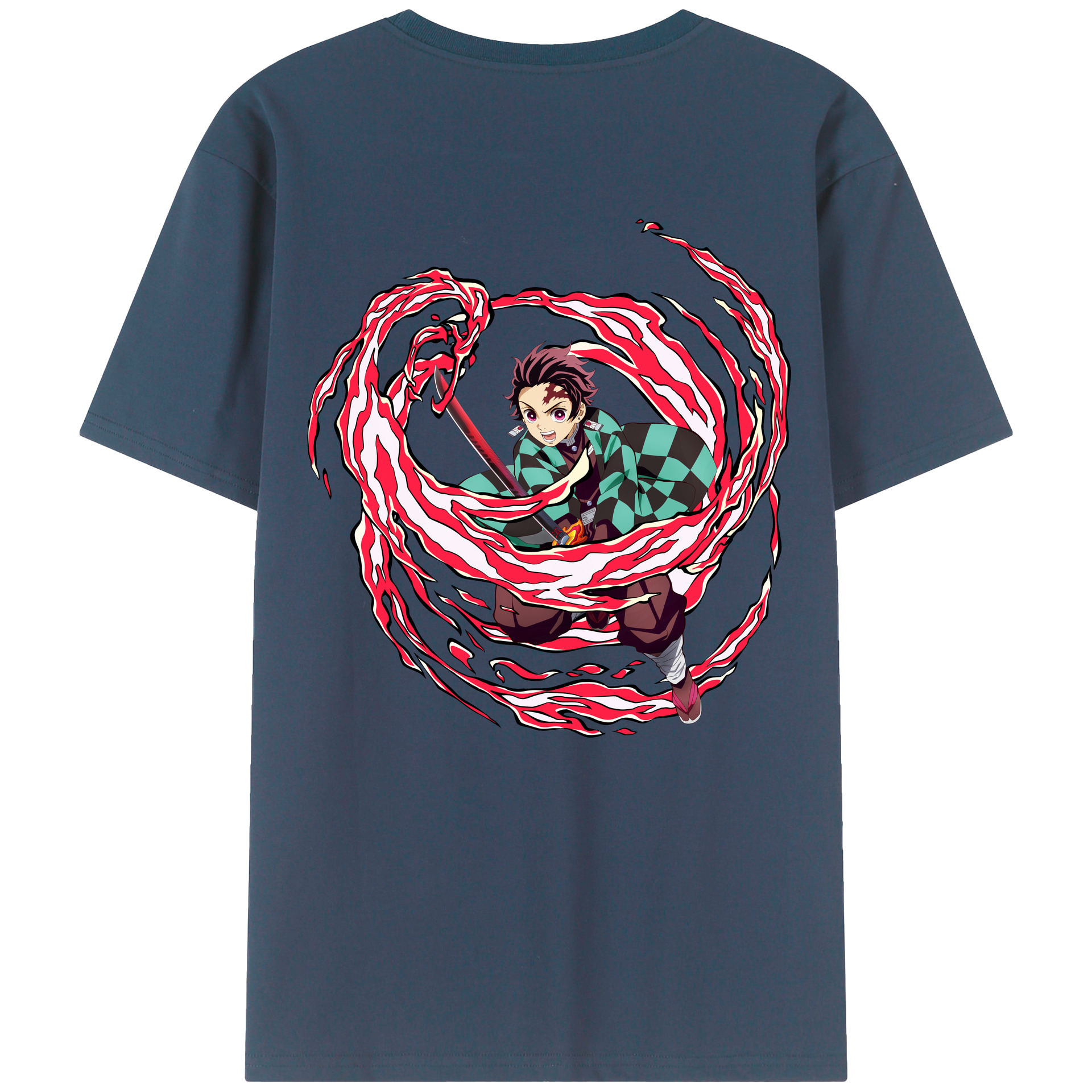 （画像用） 鬼滅の刃 竈門 炭治郎／かまど たんじろう Kamado Tanjirou 綿100％半袖Tシャツ（背面プリント）