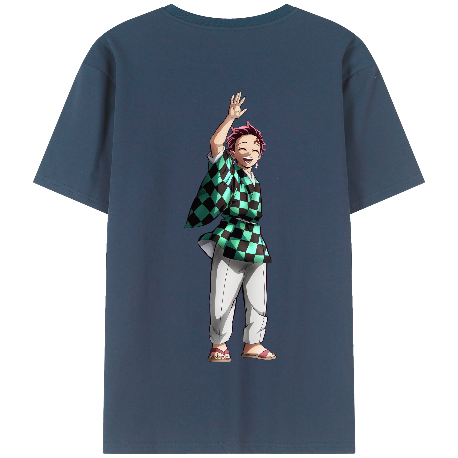 （画像用） 鬼滅の刃 竈門 炭治郎／かまど たんじろう Kamado Tanjirou 綿100％半袖Tシャツ（背面プリント）
