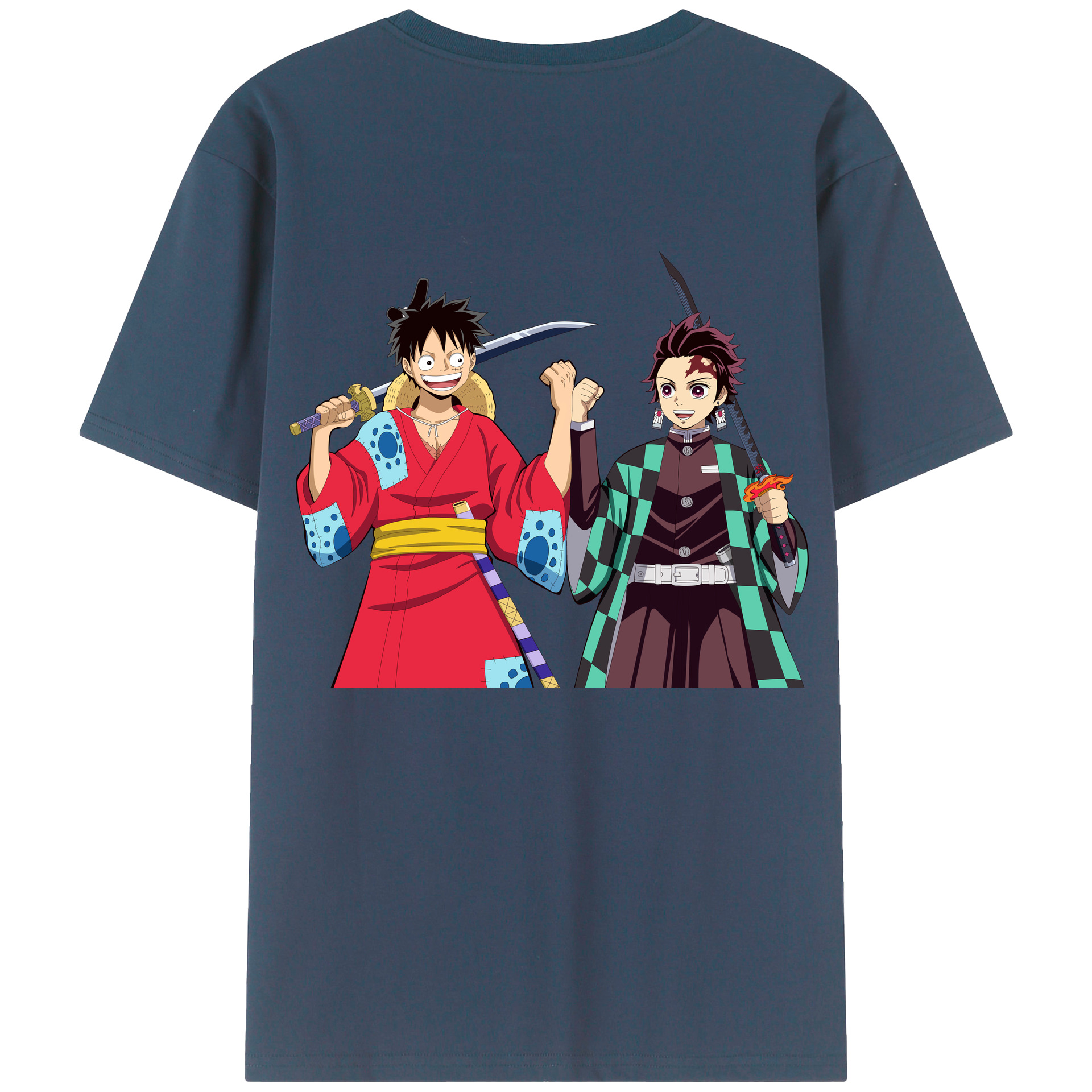 （画像用） 鬼滅の刃 竈門 炭治郎／かまど たんじろう Kamado Tanjirou 綿100％半袖Tシャツ（背面プリント）